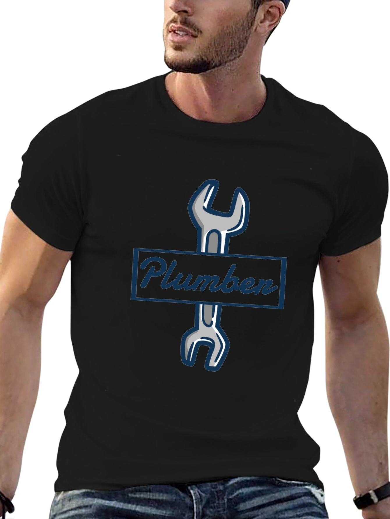 Plumber Wrench Graphic T-Shirt - Black