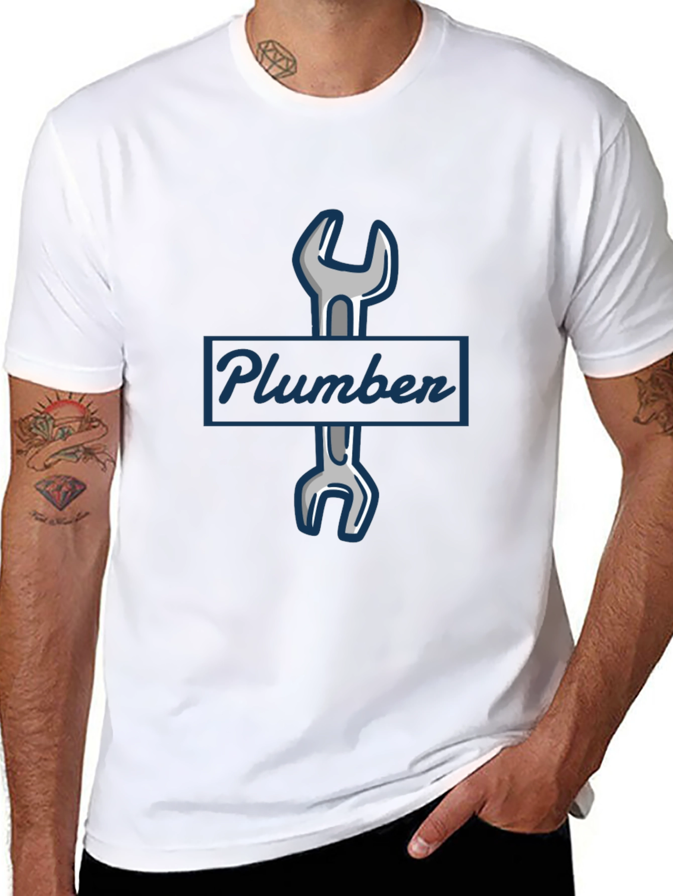 Plumber Wrench Graphic T-Shirt - Black