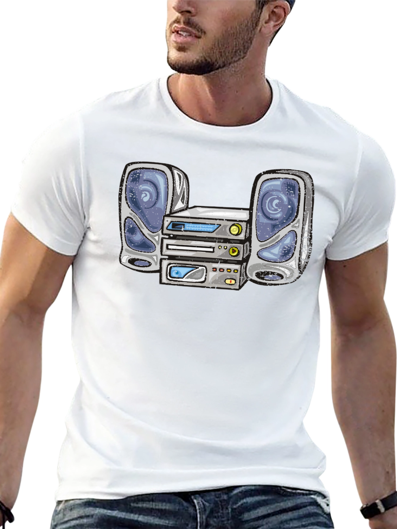 Retro Stereo System Graphic T-Shirt