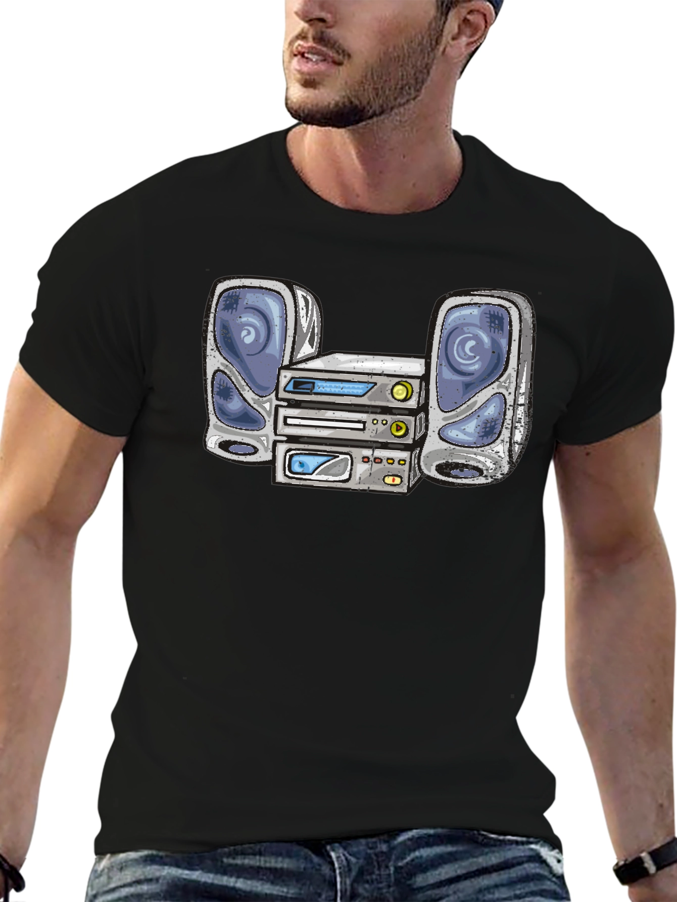 Retro Stereo System Graphic T-Shirt