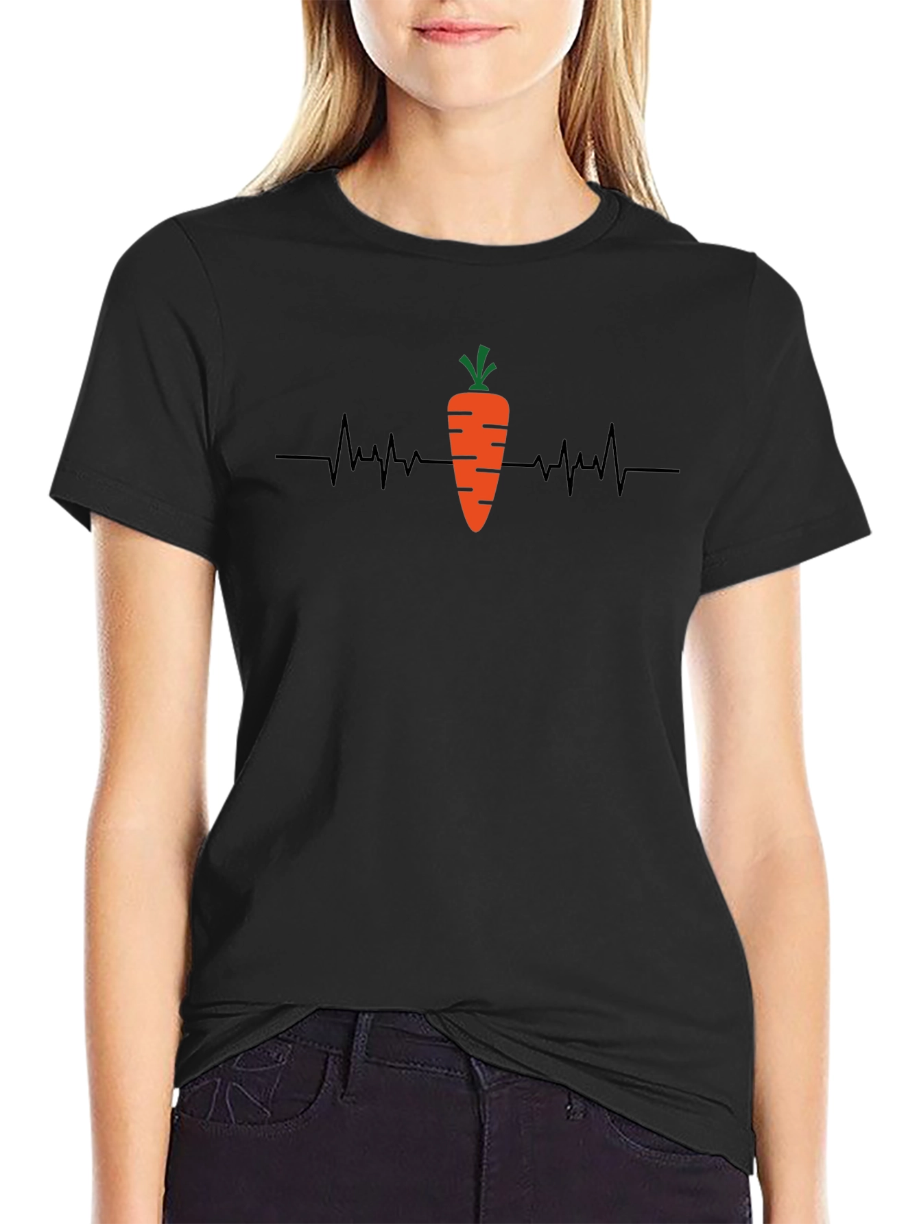 Carrot Heartbeat Graphic Tee - Black