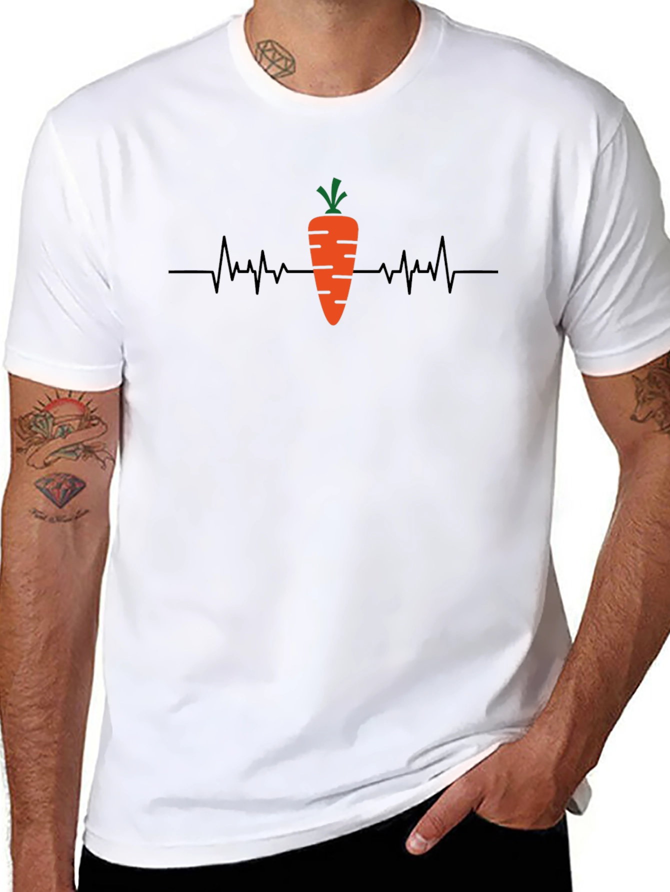 Carrot Heartbeat Graphic Tee - Black