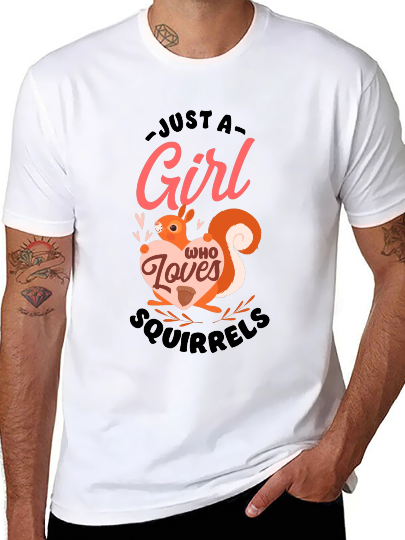 Girl Who Loves Squirrels Black T-Shirt