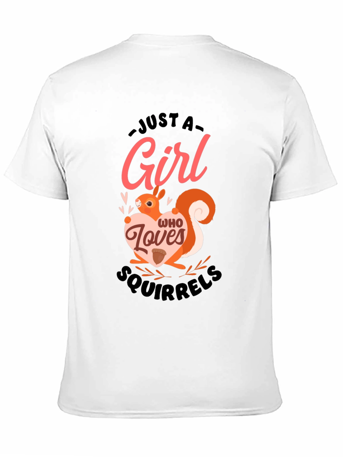 Girl Who Loves Squirrels Black T-Shirt