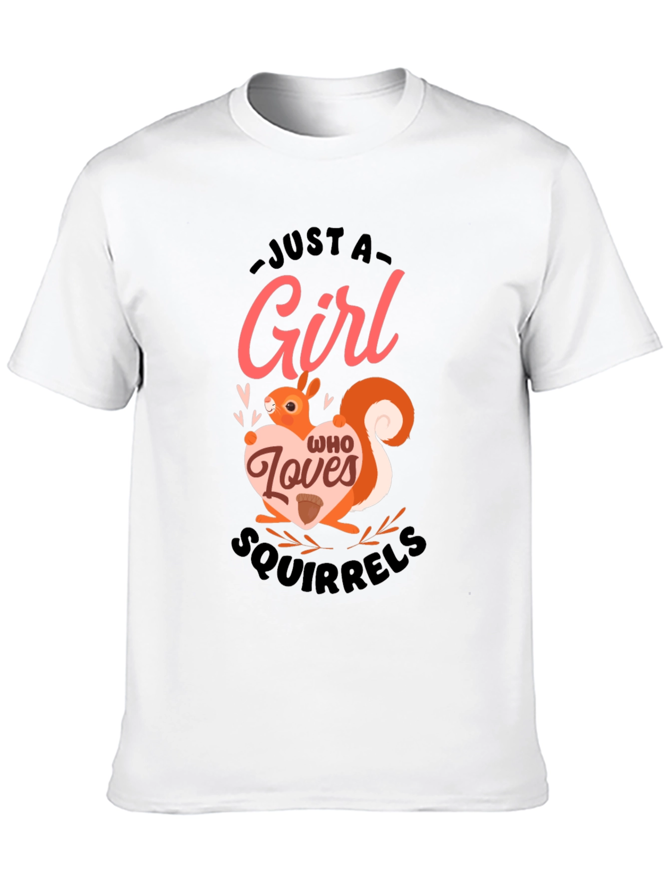 Girl Who Loves Squirrels Black T-Shirt