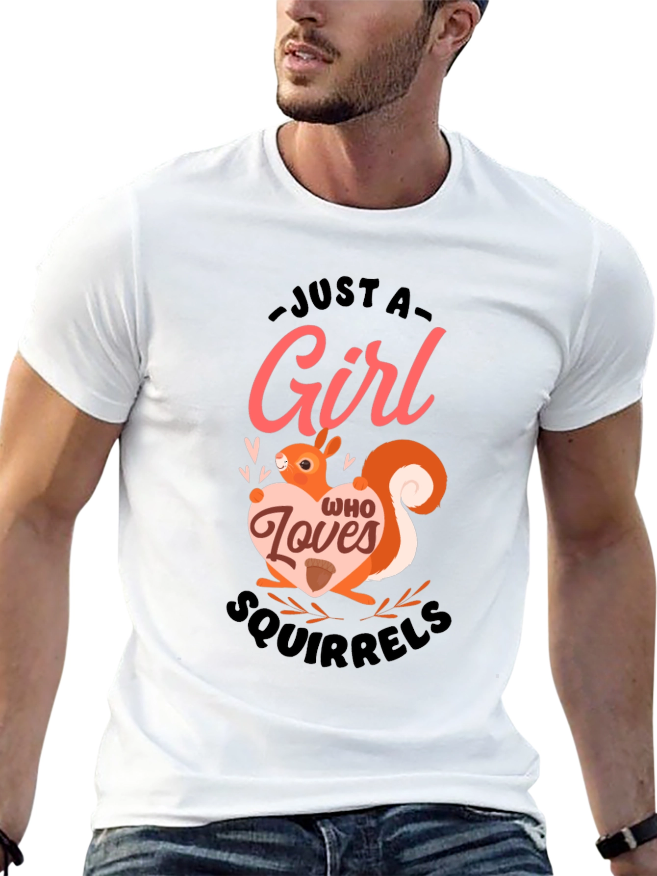 Girl Who Loves Squirrels Black T-Shirt