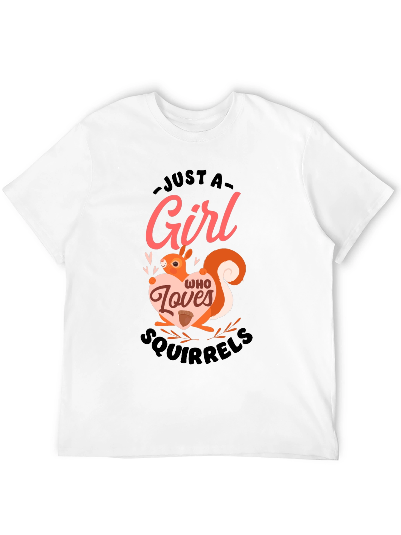 Girl Who Loves Squirrels Black T-Shirt