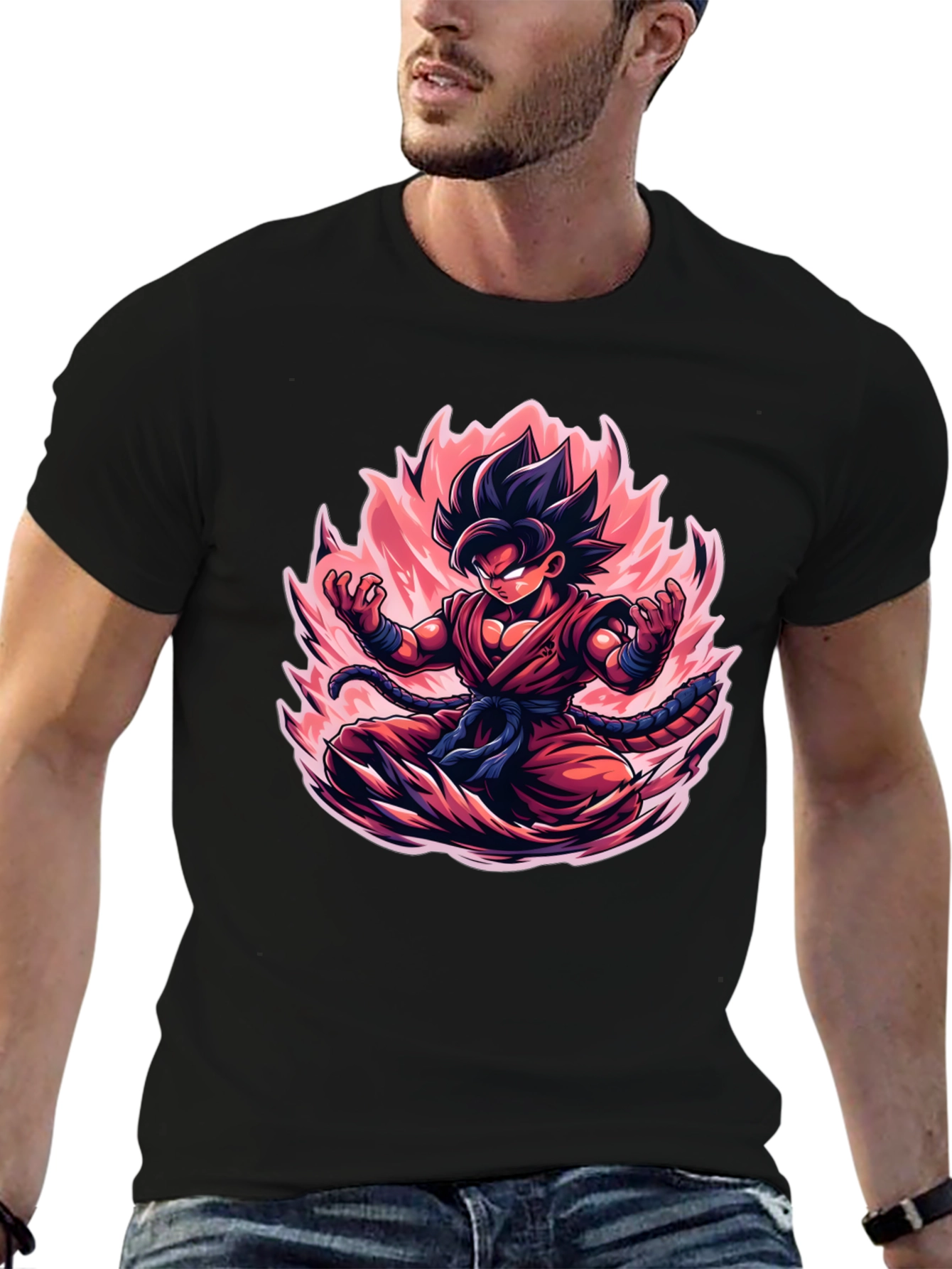 Goku Cartoon Graphic Black T-Shirt