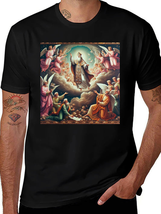 Angelic Ascension Graphic Tee - Religious Art Shirt