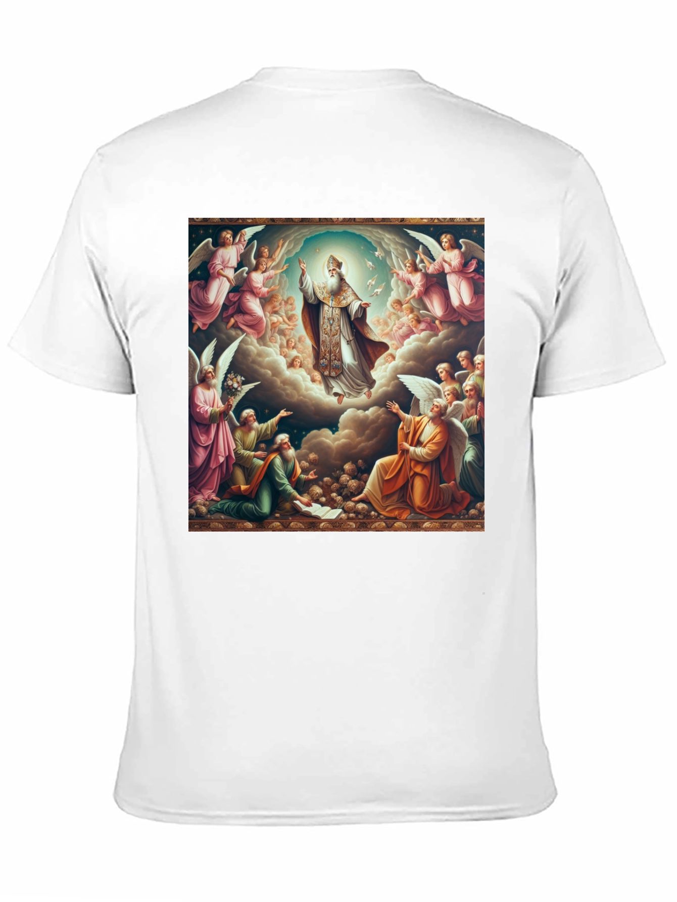 Angelic Ascension Graphic Tee - Religious Art Shirt