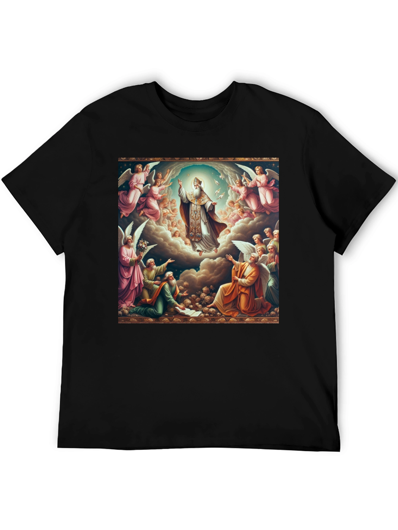 Angelic Ascension Graphic Tee - Religious Art Shirt