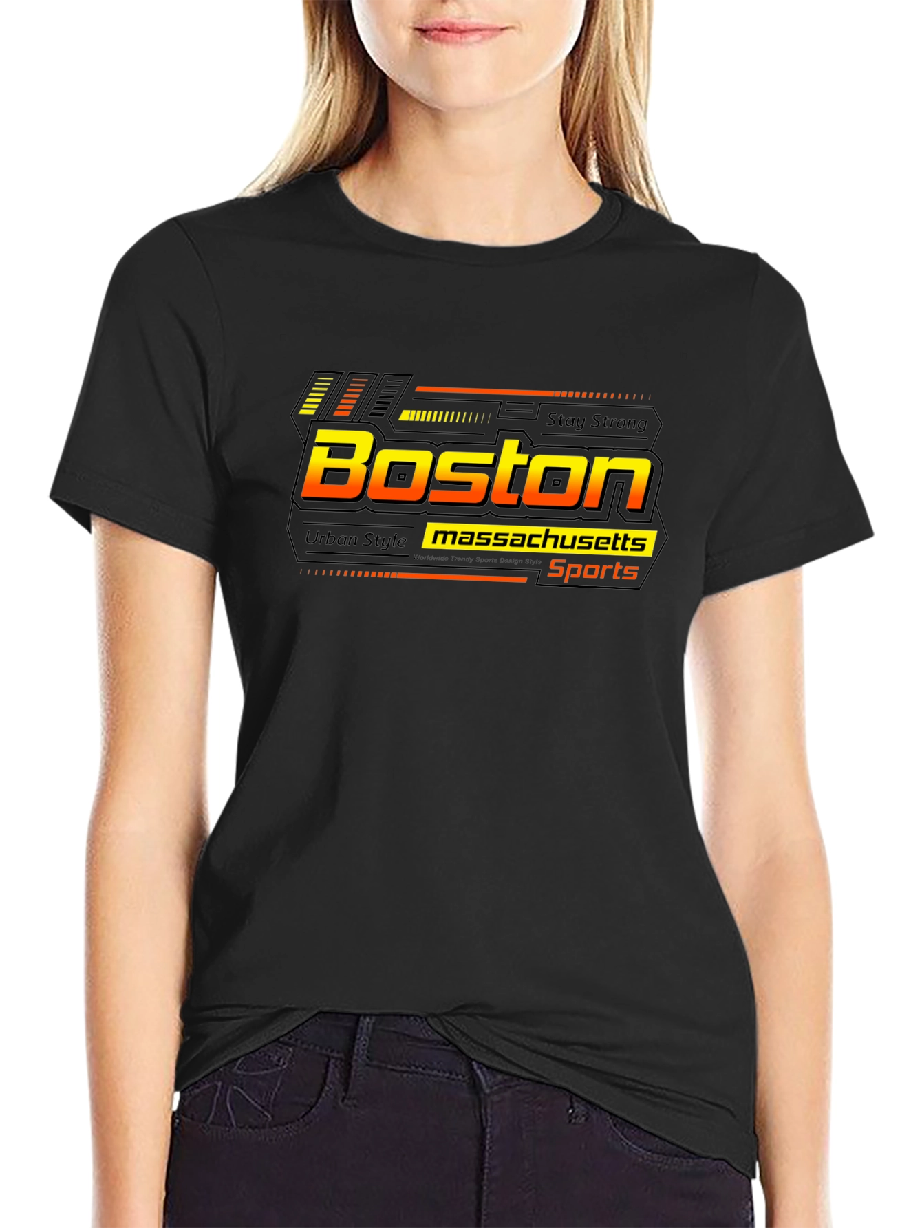 Boston Massachusetts Sports Black T-Shirt