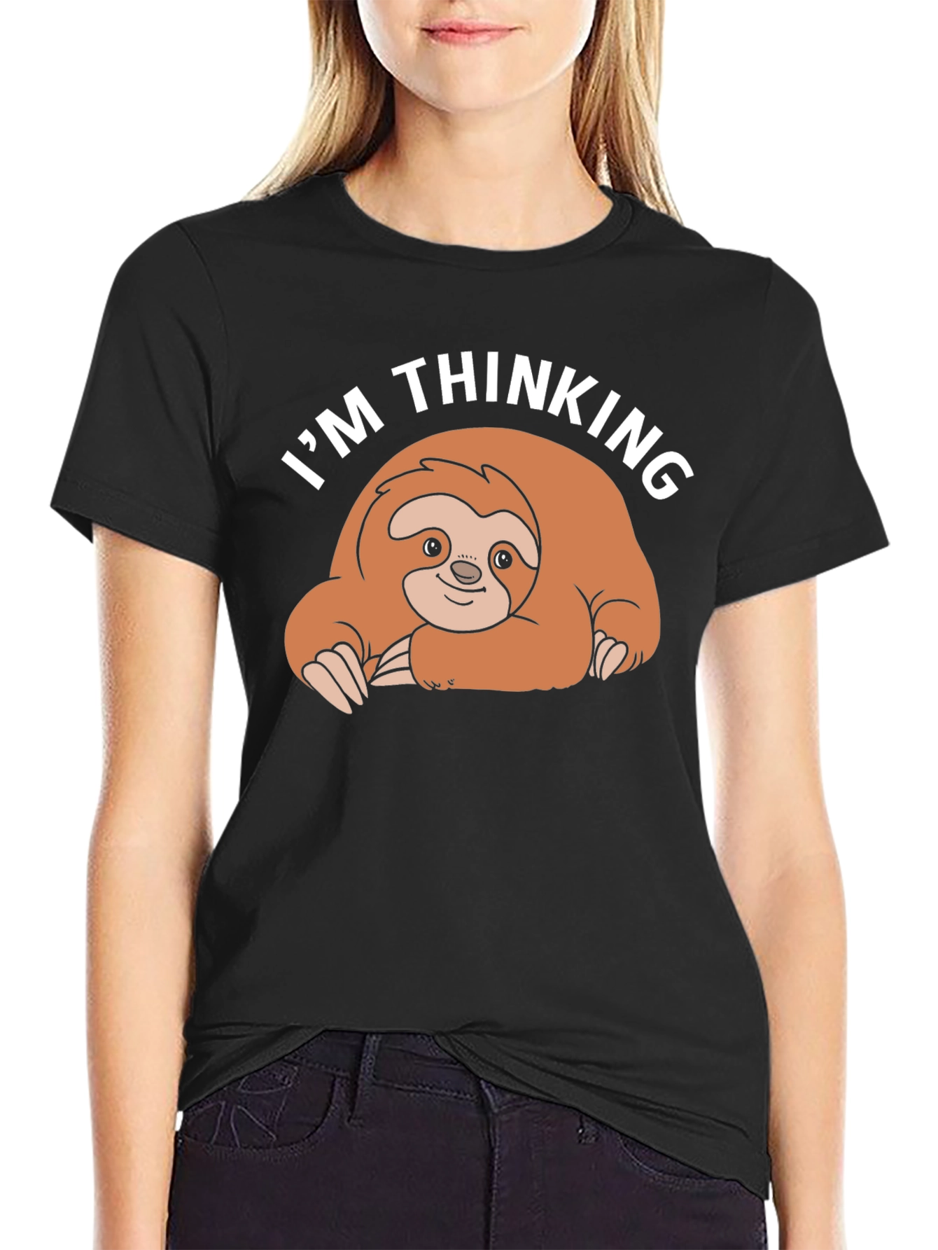 Im Thinking Sloth Black T-Shirt