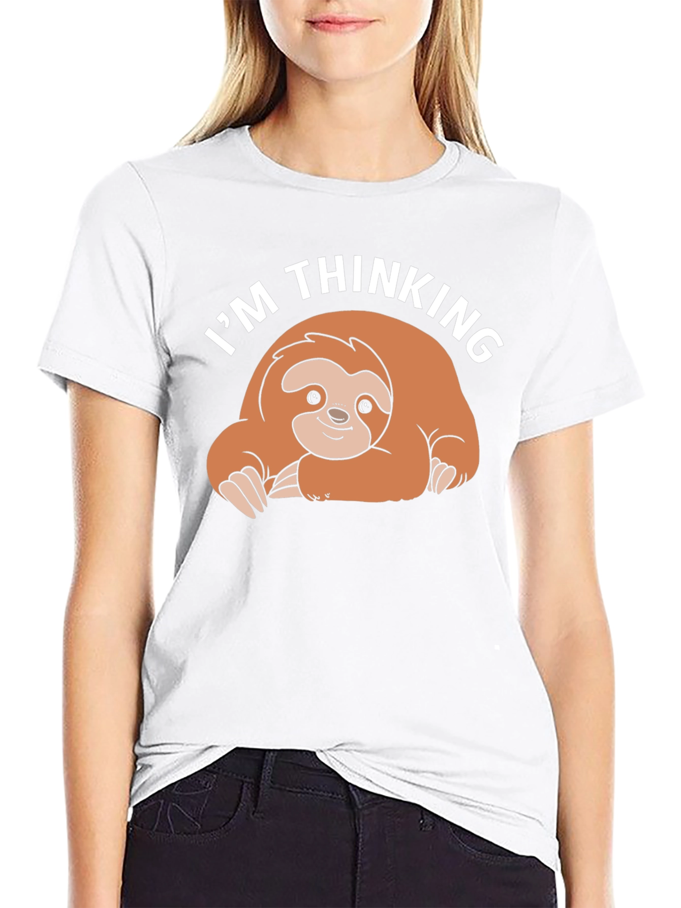 Im Thinking Sloth Black T-Shirt