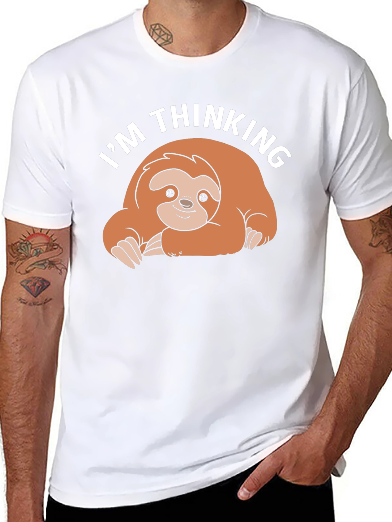 Im Thinking Sloth Black T-Shirt