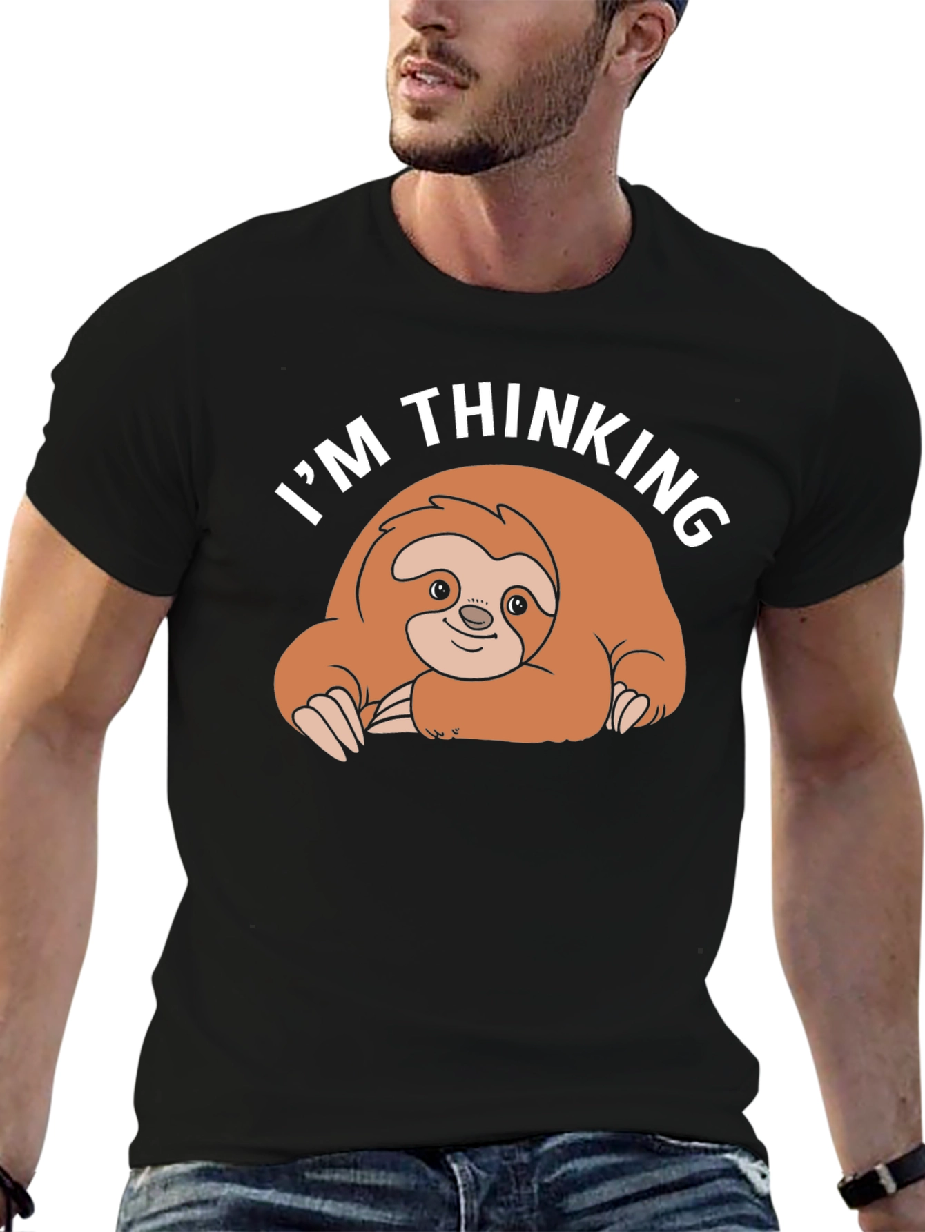 Im Thinking Sloth Black T-Shirt