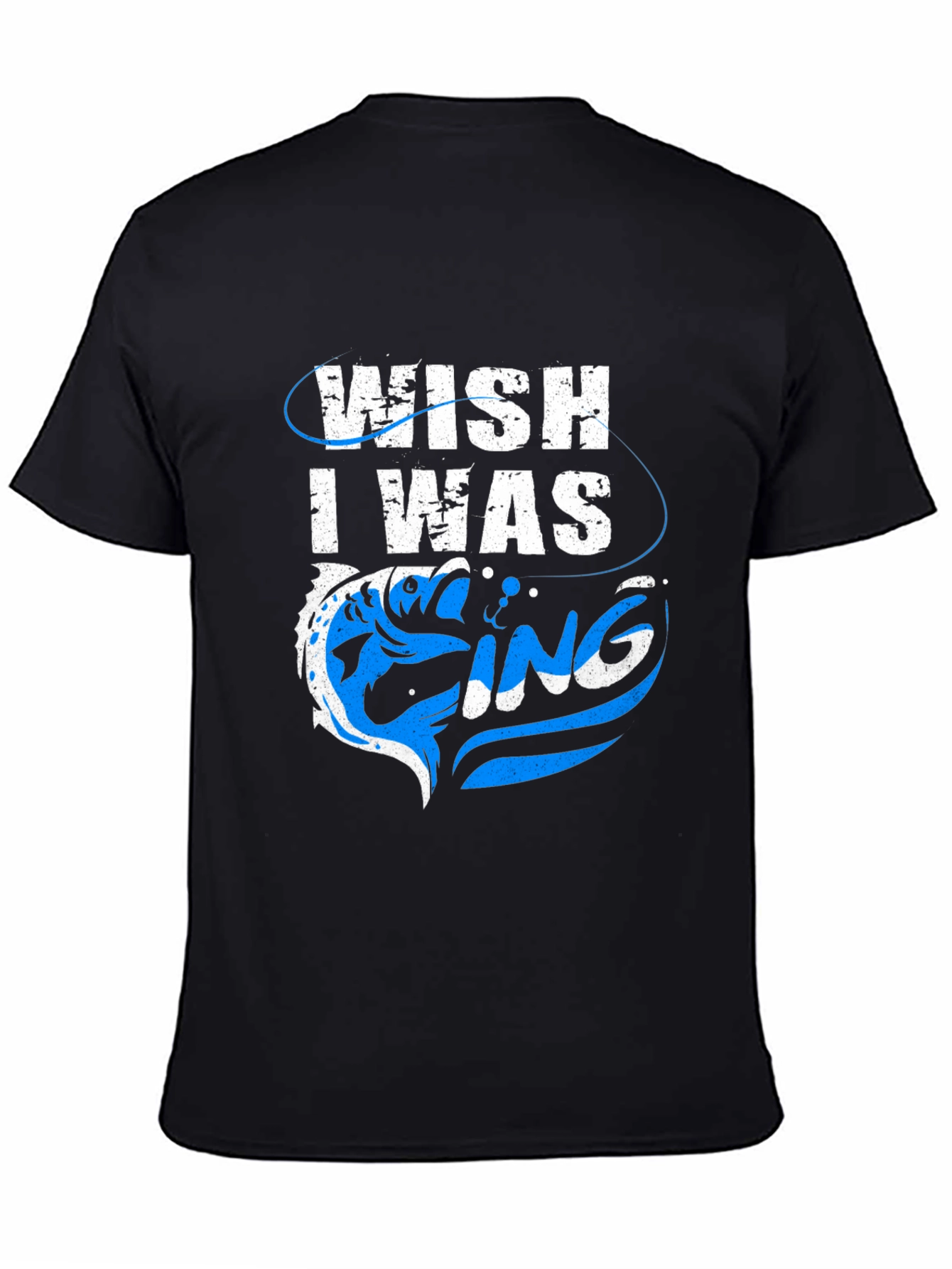 Wish I Was Fishing Graphic Tee - Black