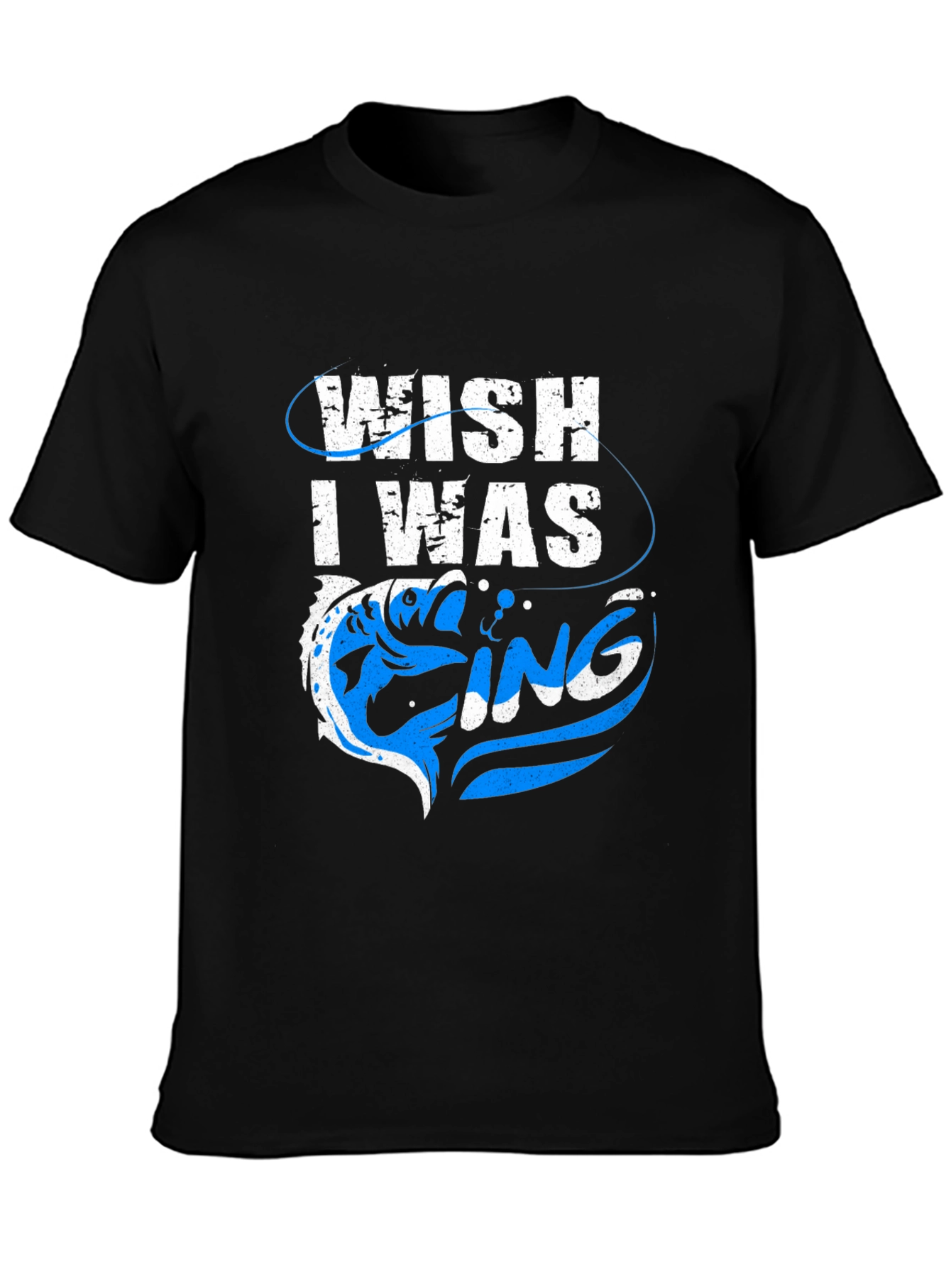 Wish I Was Fishing Graphic Tee - Black