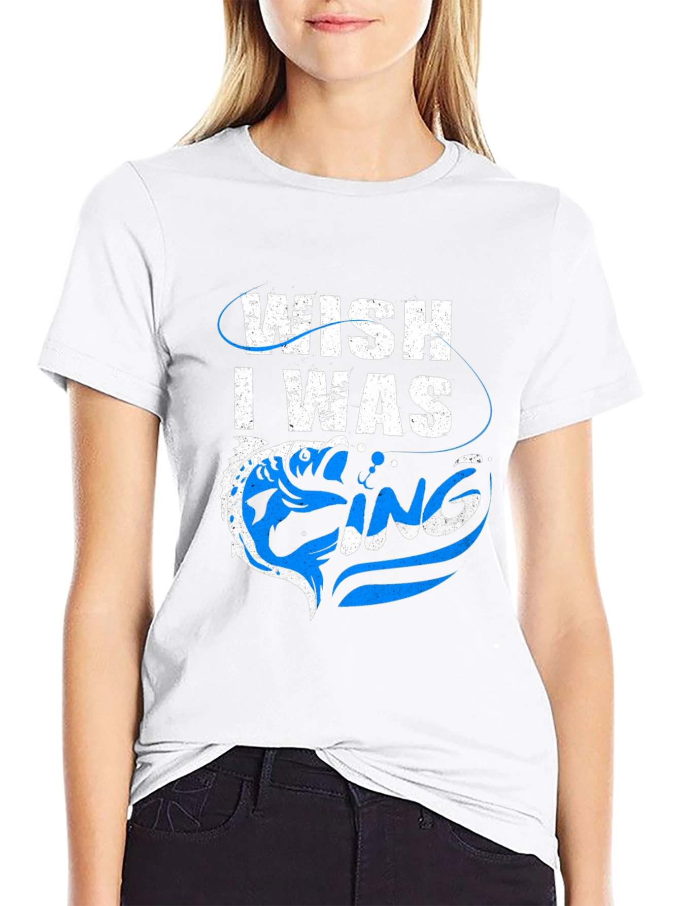 Wish I Was Fishing Graphic Tee - Black