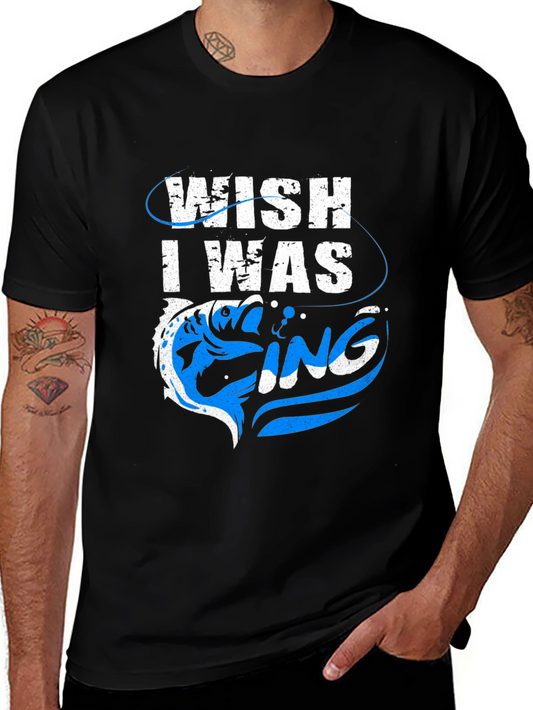 Wish I Was Fishing Graphic Tee - Black