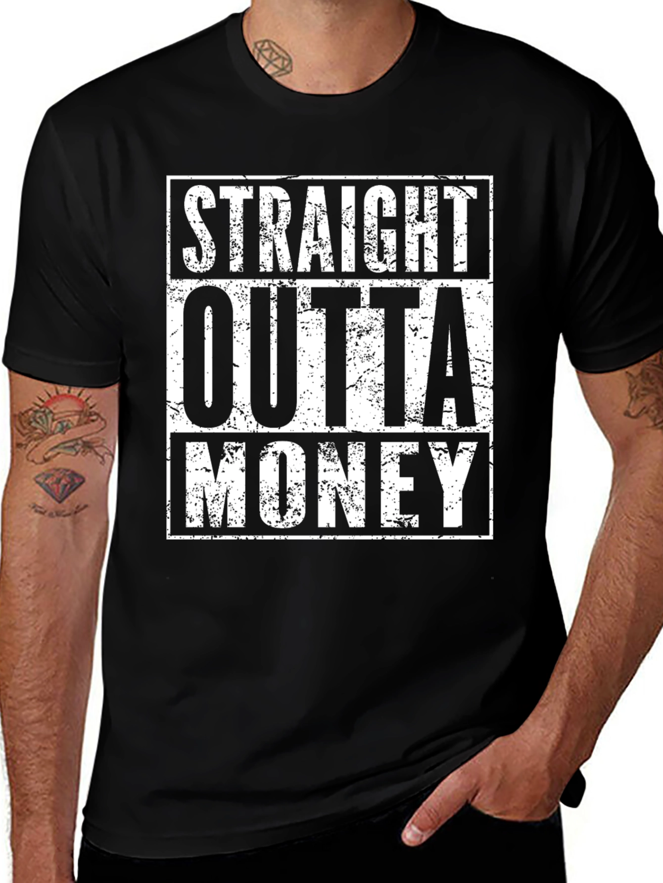 Straight Outta Money Black Graphic Tee
