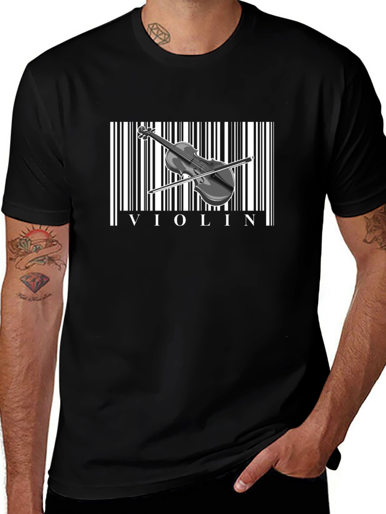 Violin Barcode T-Shirt - Music Lover Tee