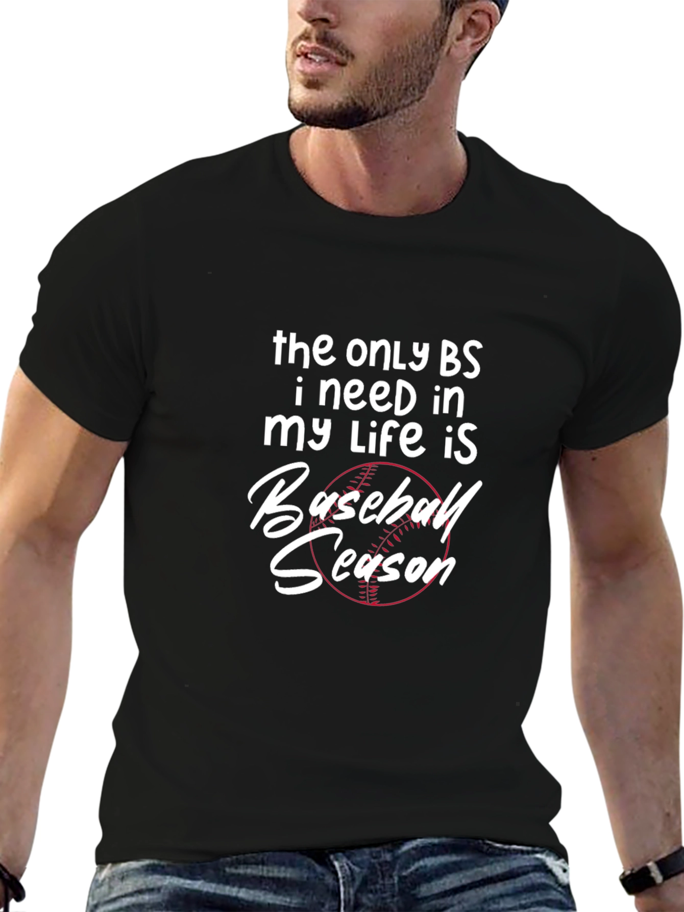 Baseball Season Graphic Tee - Mens Black T-Shirt