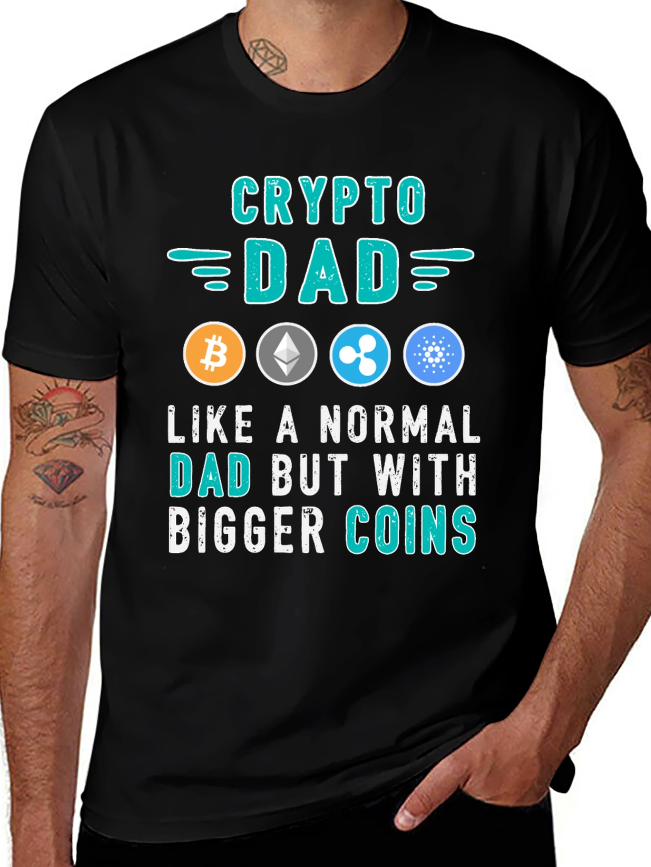Crypto Dad T-Shirt: Bitcoin Ethereum Ripple Cardano