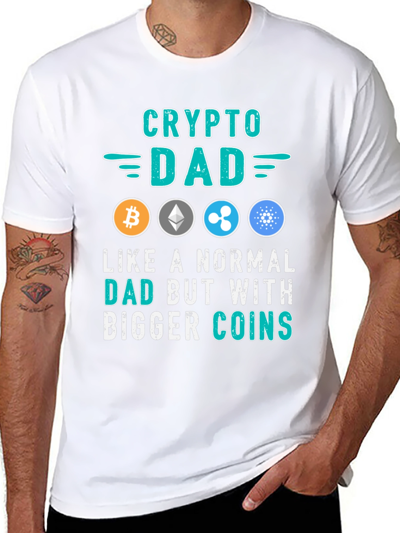 Crypto Dad T-Shirt: Bitcoin Ethereum Ripple Cardano