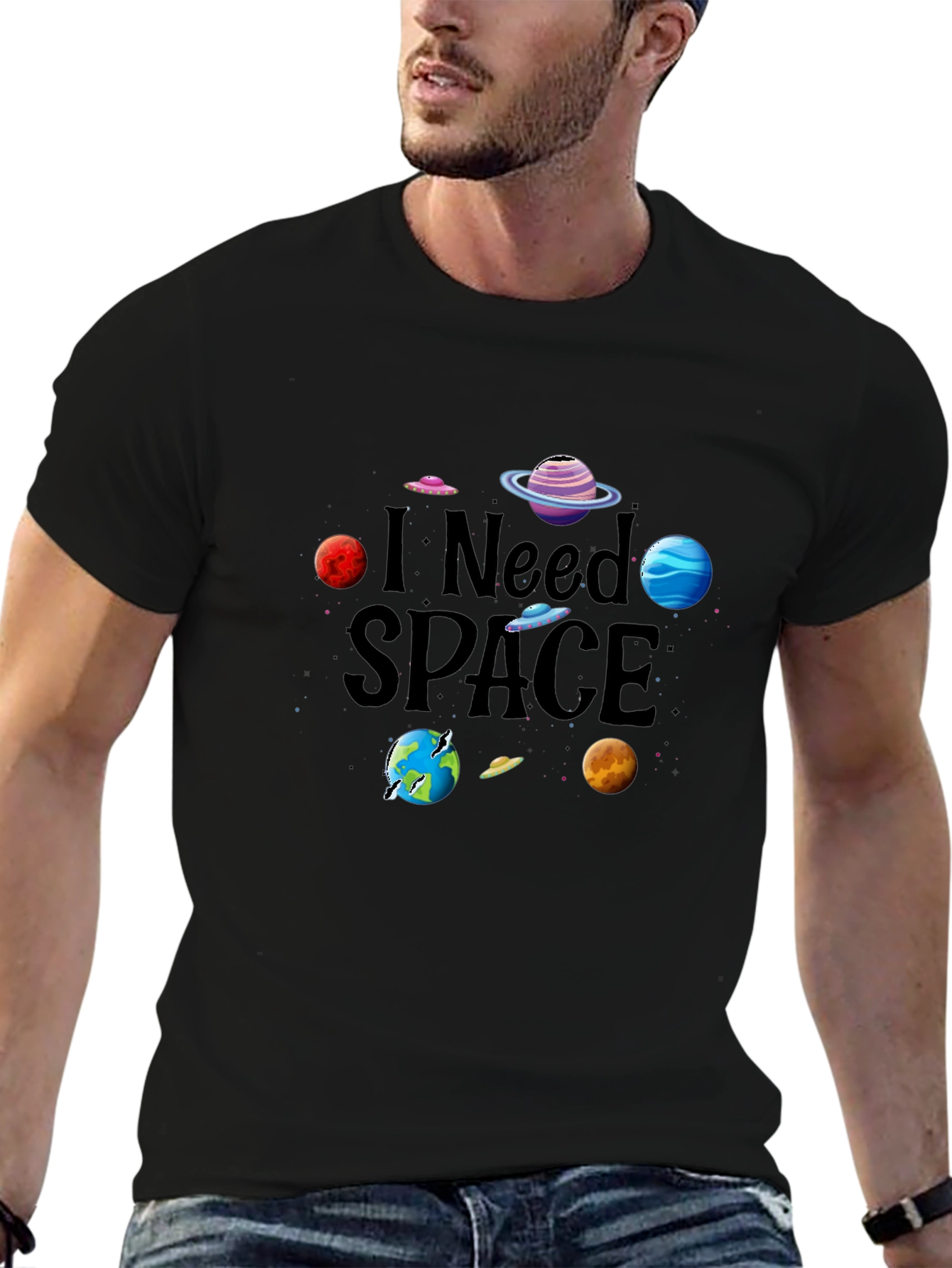 I Need Space Graphic Tee - Black Cotton