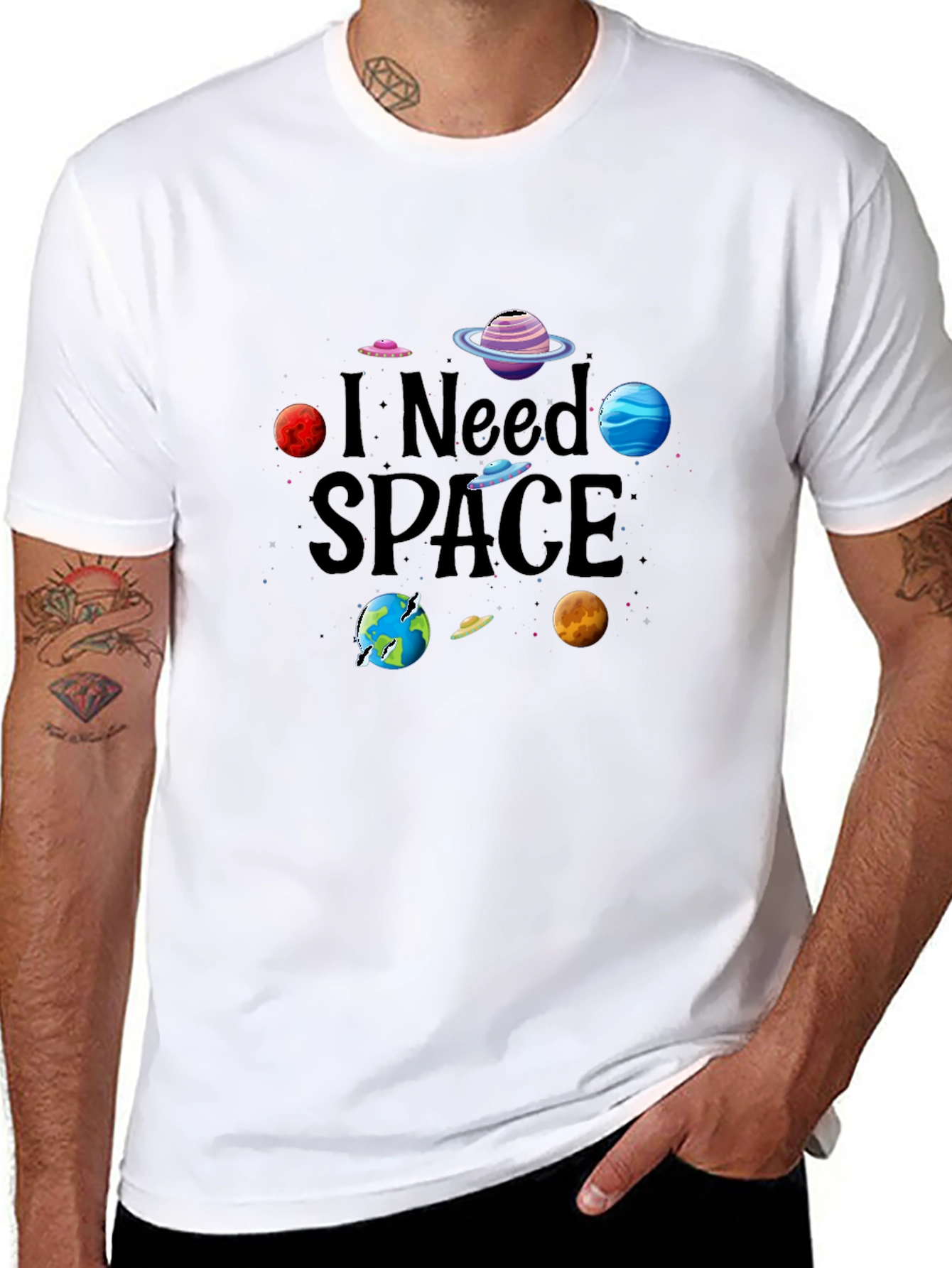 I Need Space Graphic Tee - Black Cotton