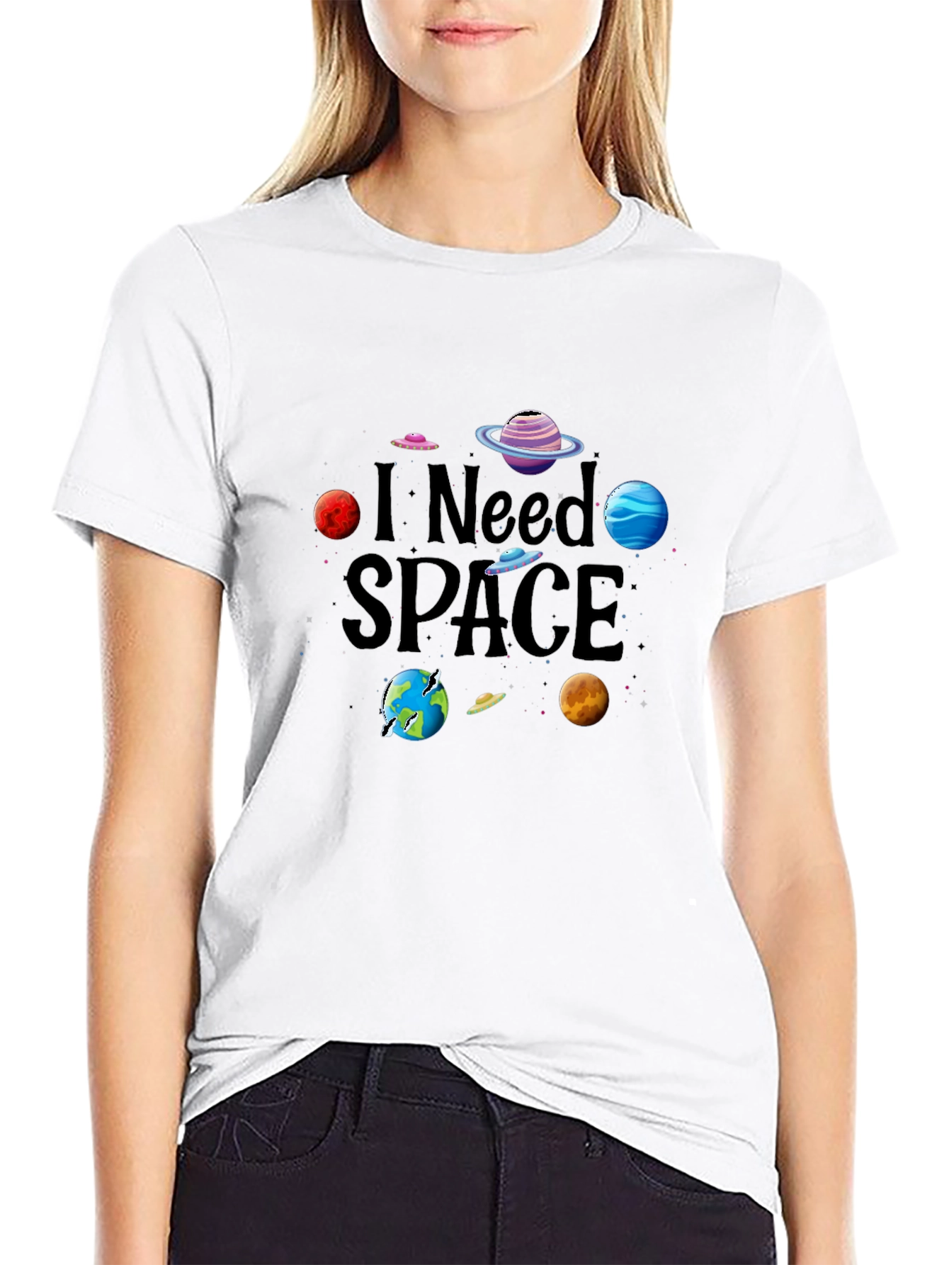I Need Space Graphic Tee - Black Cotton