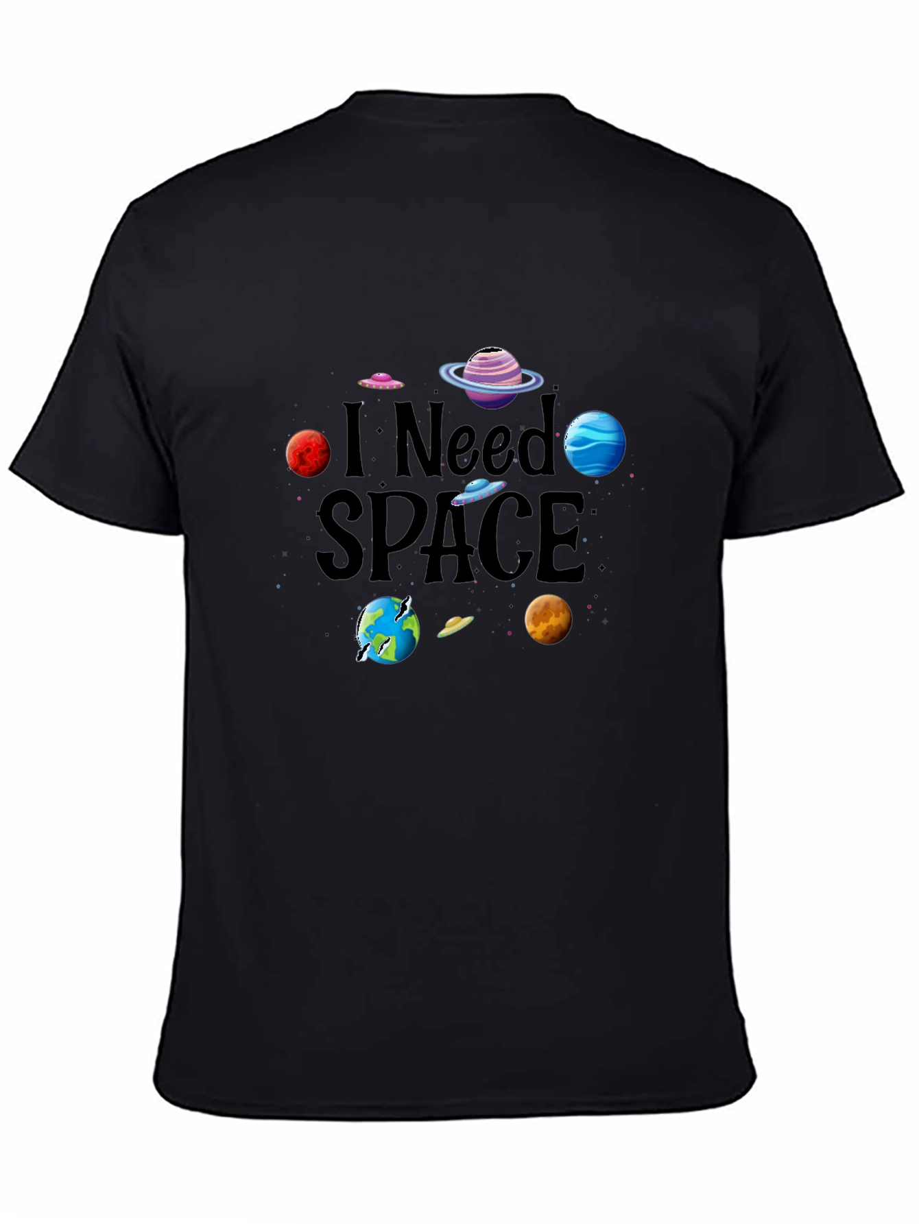 I Need Space Graphic Tee - Black Cotton