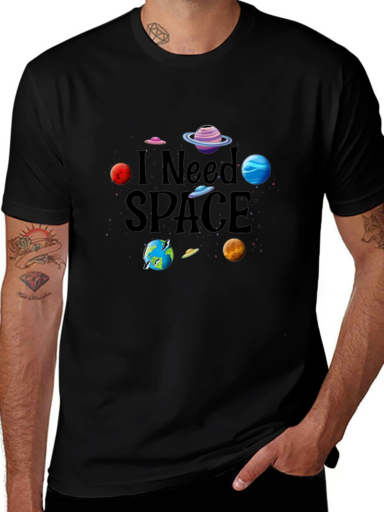 I Need Space Graphic Tee - Black Cotton