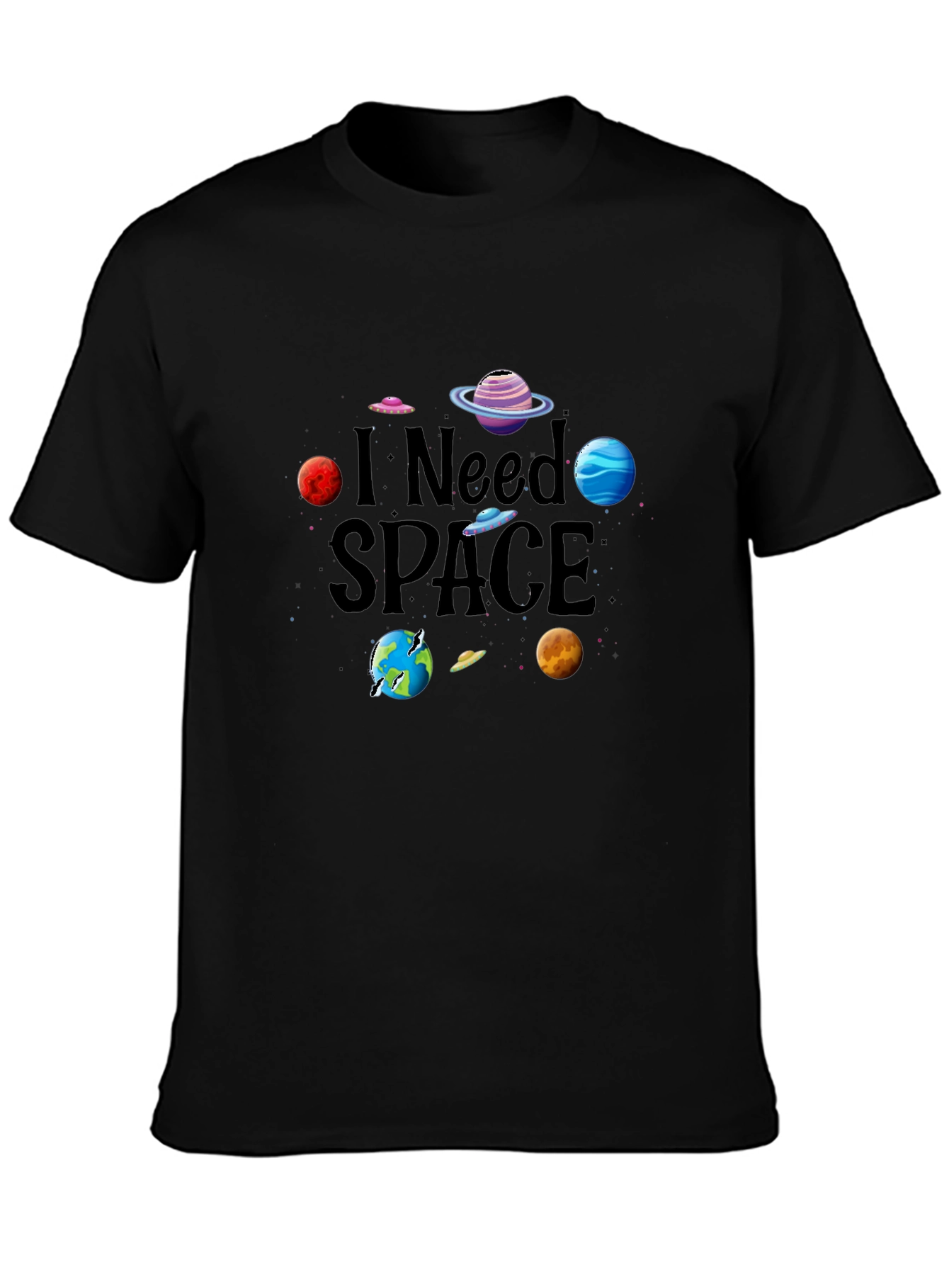 I Need Space Graphic Tee - Black Cotton
