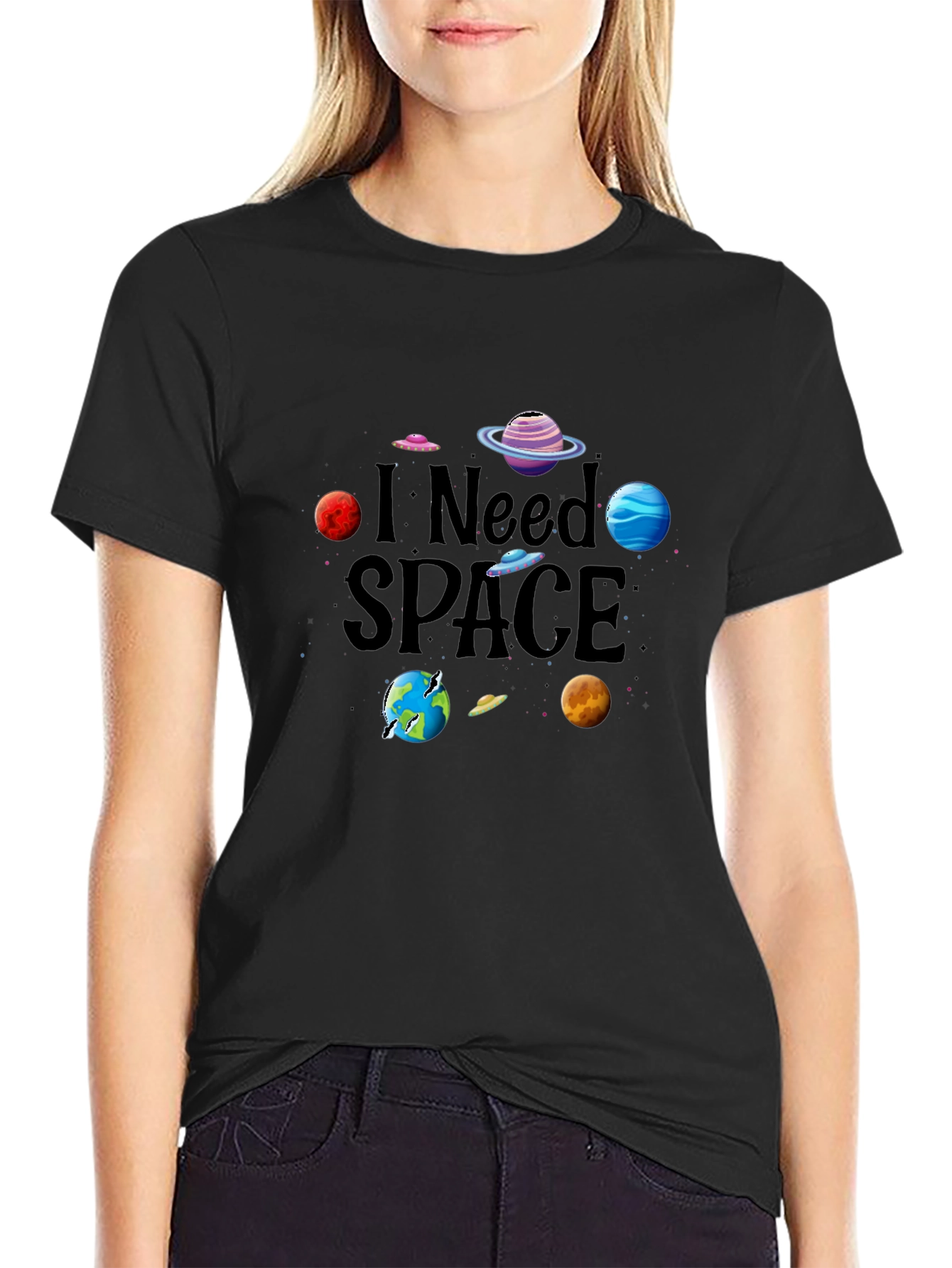 I Need Space Graphic Tee - Black Cotton