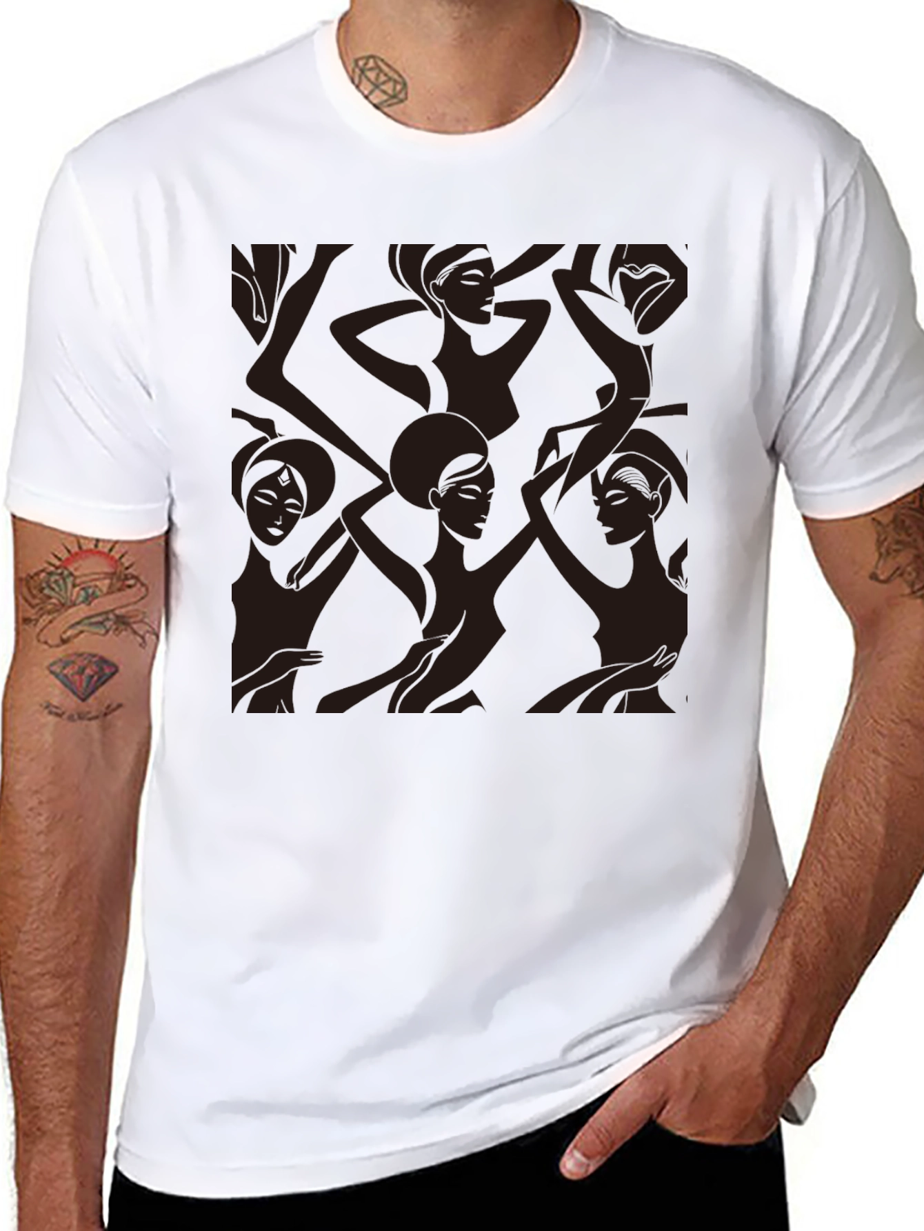 Modern Art Womens Graphic Tee - Black
