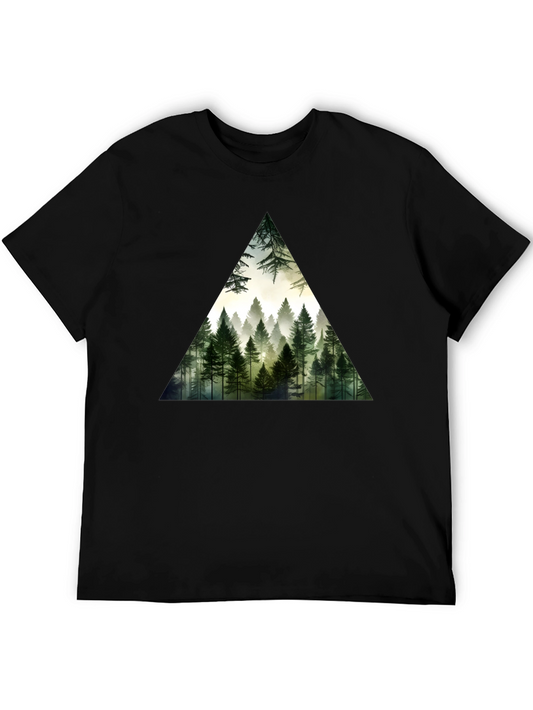 Forest Triangle Graphic Tee - Soft Black Cotton