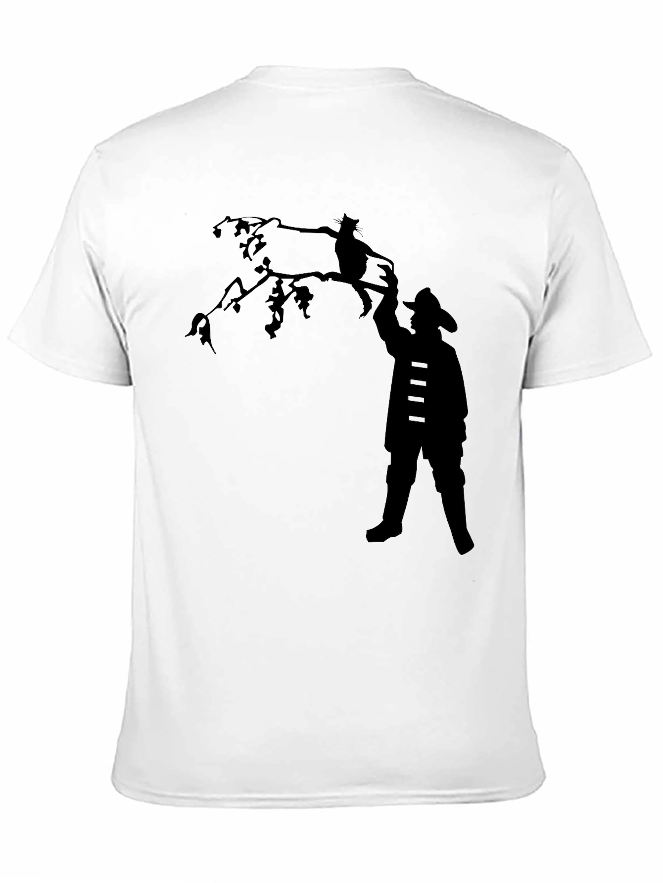 Silhouette Rescue T-Shirt - Fireman & Cat