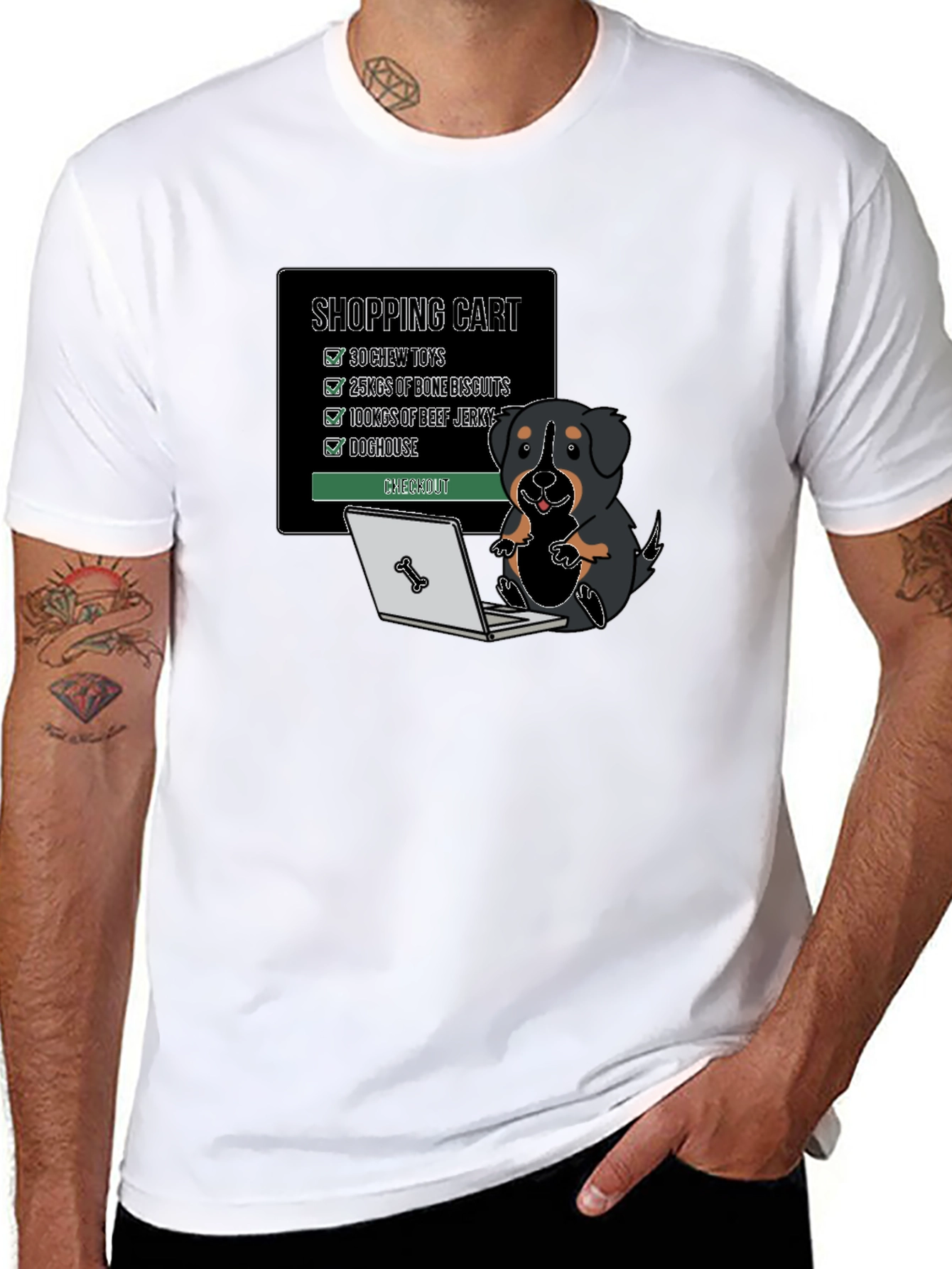 Funny Dog Shopping Cart T-Shirt