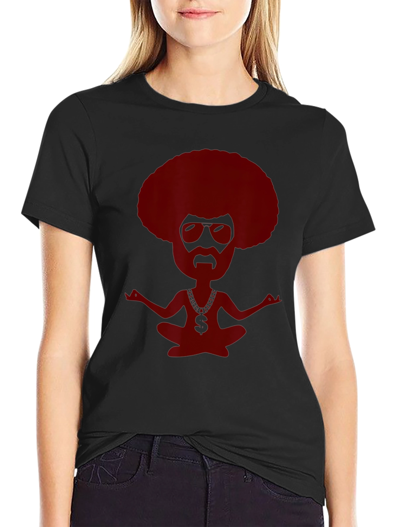 Retro Afro Meditating T-Shirt - Relaxed Graphic Tee