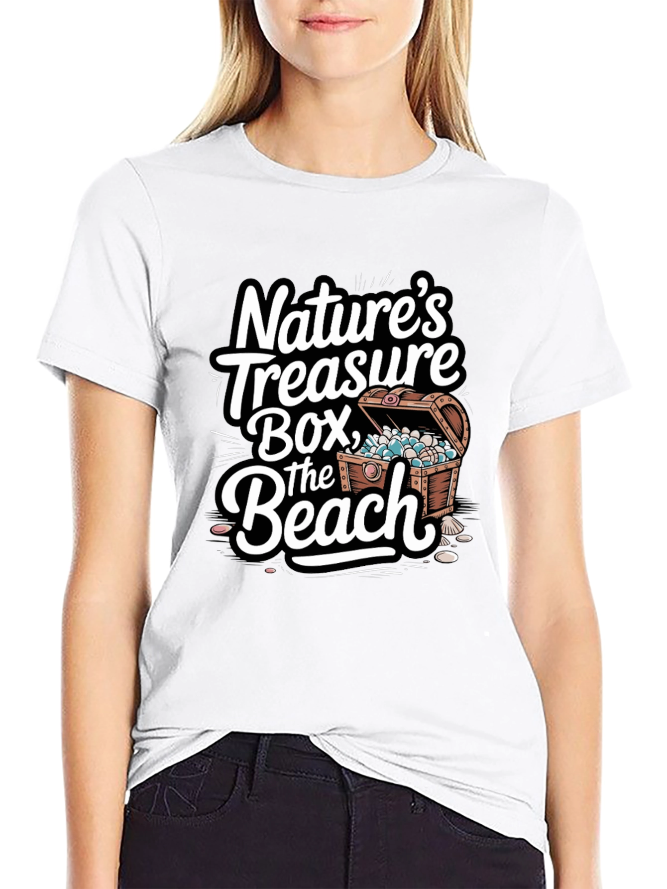 Natures Treasure Beach T-Shirt - Black Graphic Tee