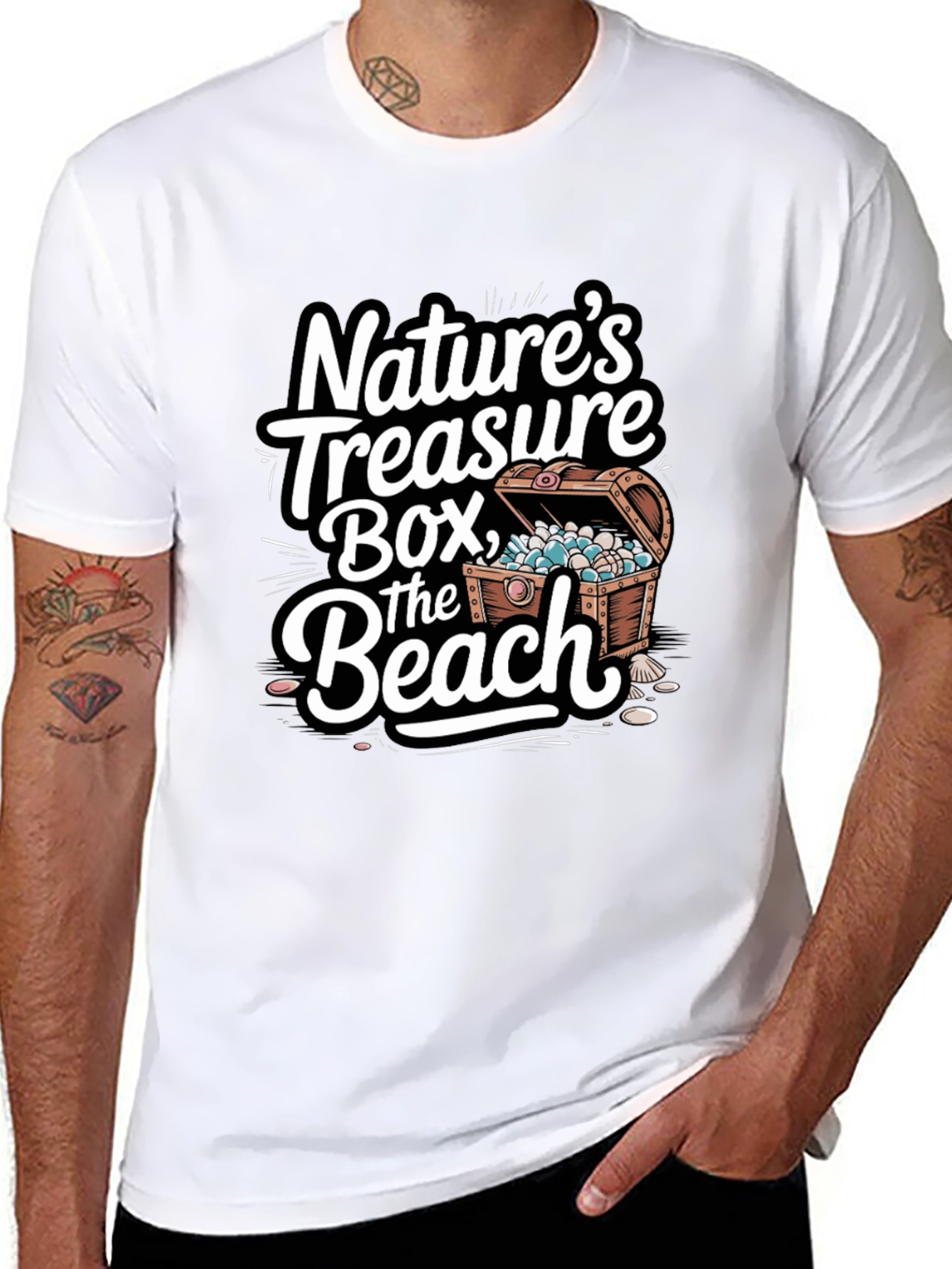 Natures Treasure Beach T-Shirt - Black Graphic Tee