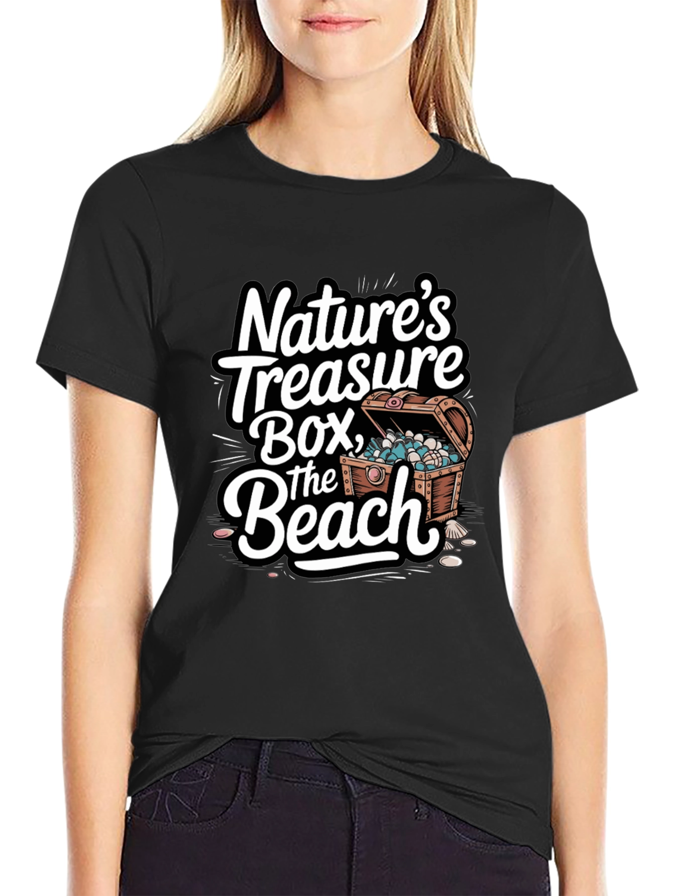 Natures Treasure Beach T-Shirt - Black Graphic Tee