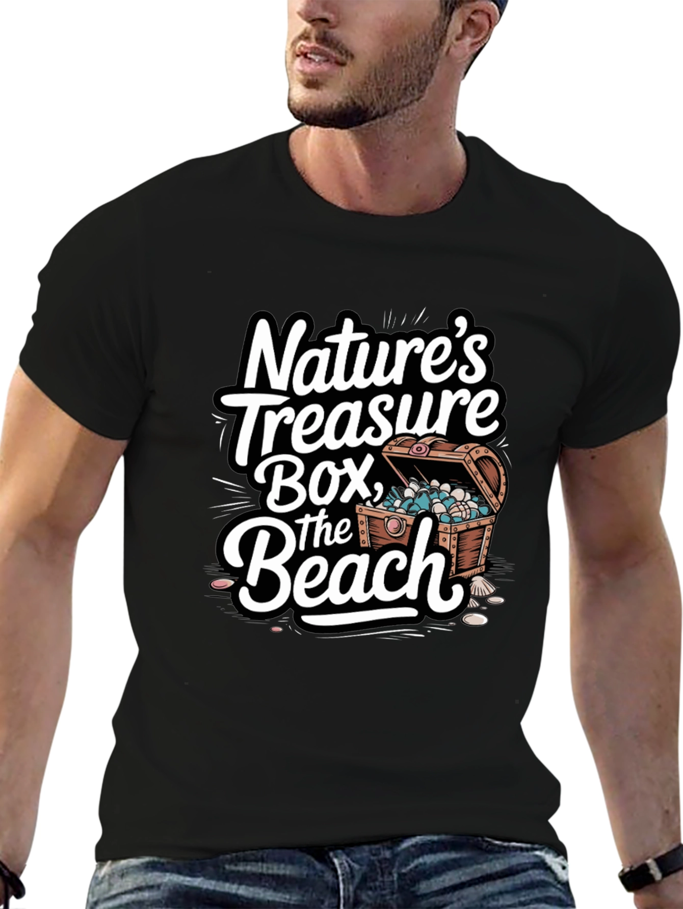 Natures Treasure Beach T-Shirt - Black Graphic Tee