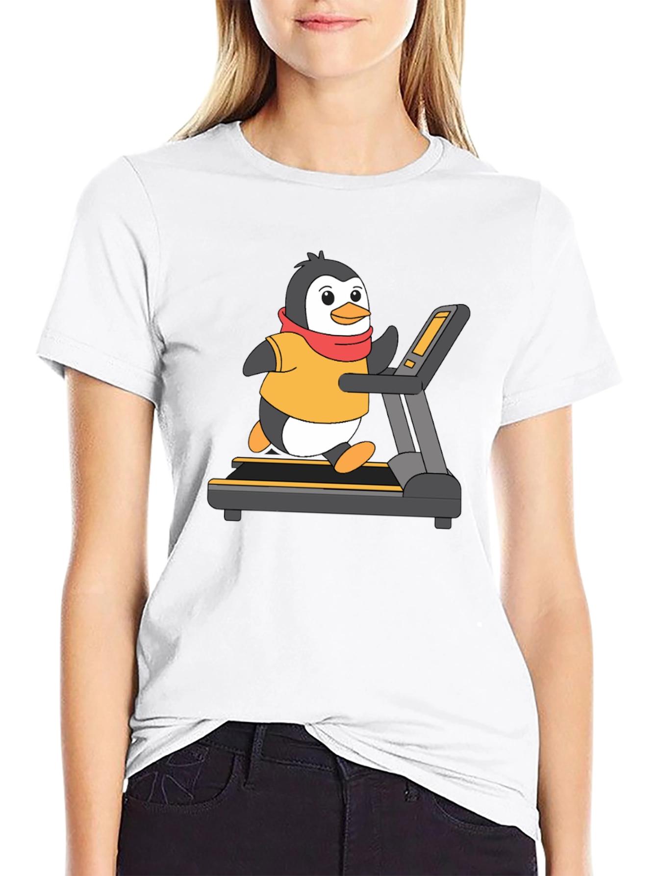 Penguin Treadmill Graphic Tee - Workout Humor