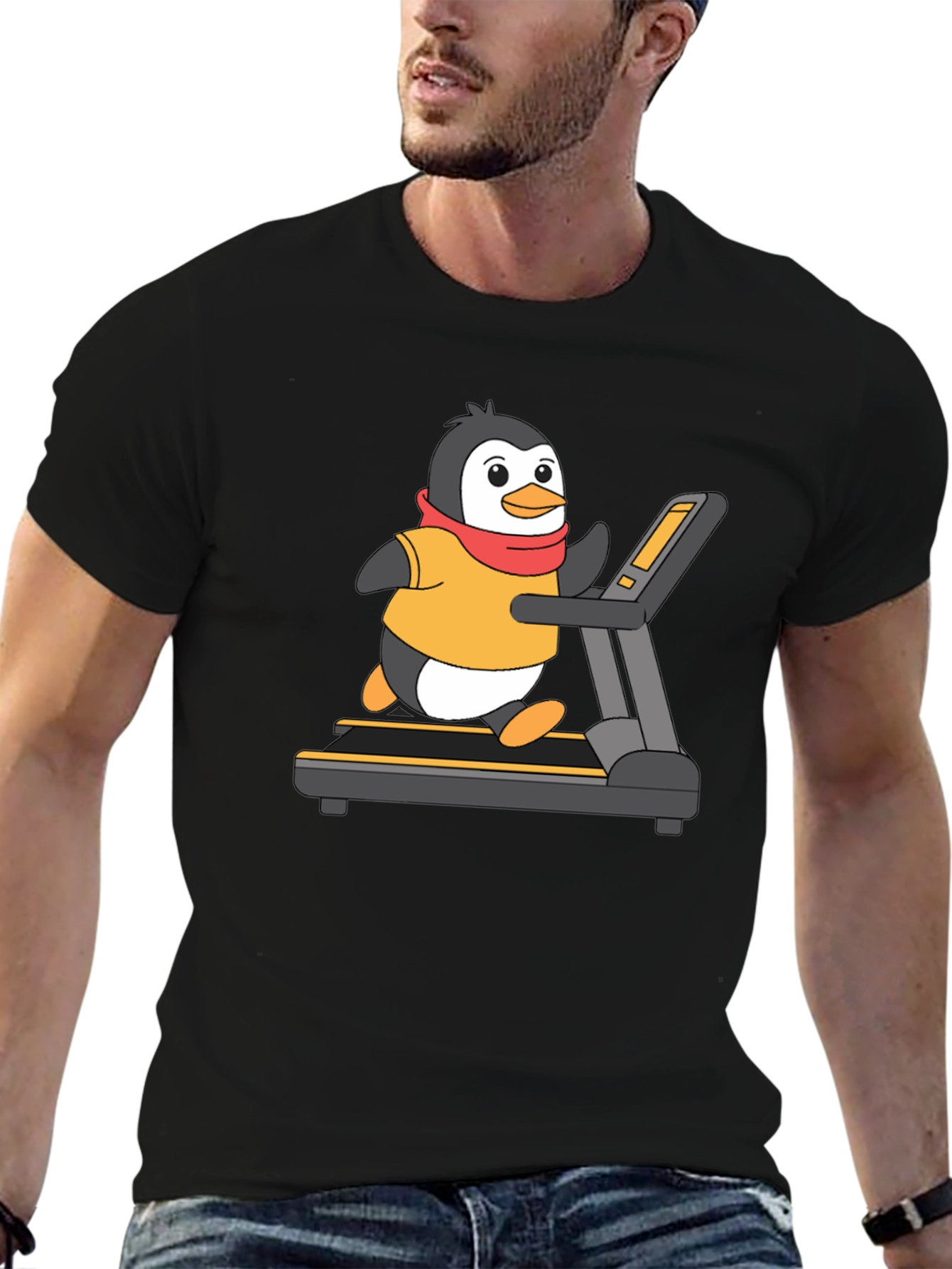 Penguin Treadmill Graphic Tee - Workout Humor