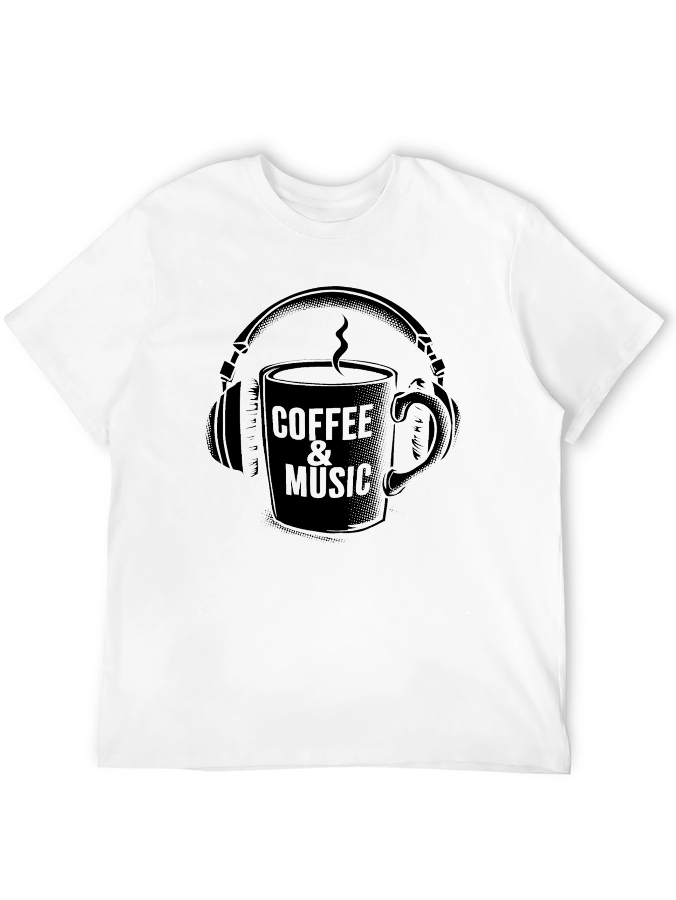Coffee & Music Graphic Tee - Cool Black T-Shirt