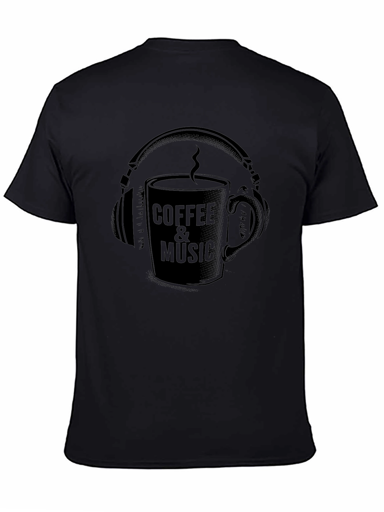 Coffee & Music Graphic Tee - Cool Black T-Shirt