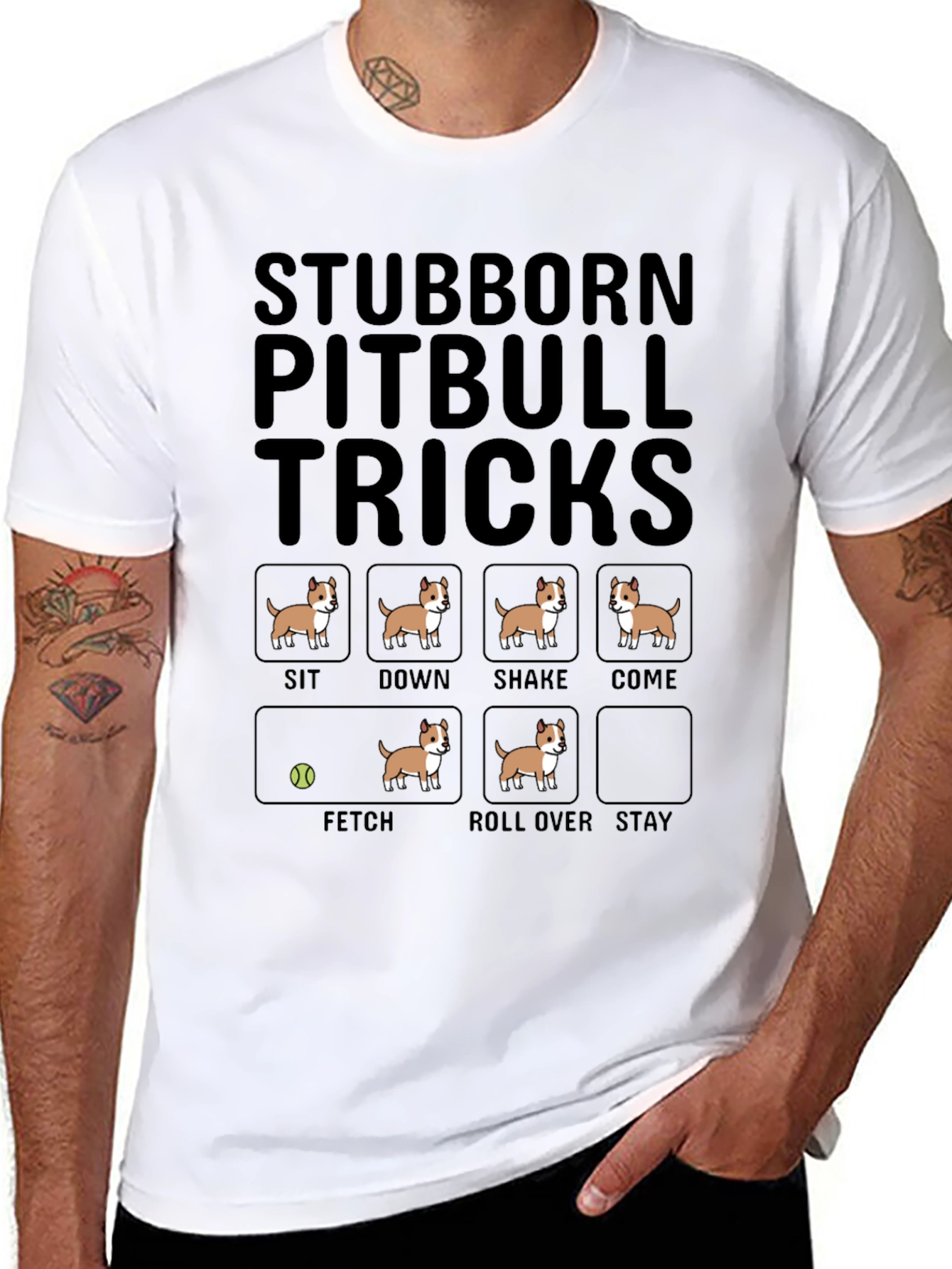 Stubborn Pitbull Tricks T-Shirt Funny Dog Tee